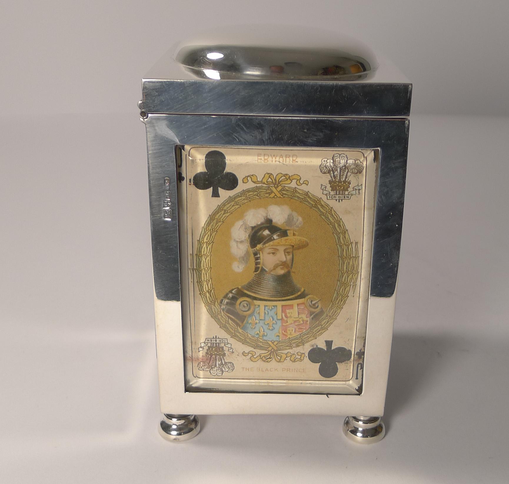 Early 20th Century Antique English Sterling Silver Playing Card Box, Chester, 1901 For Sale