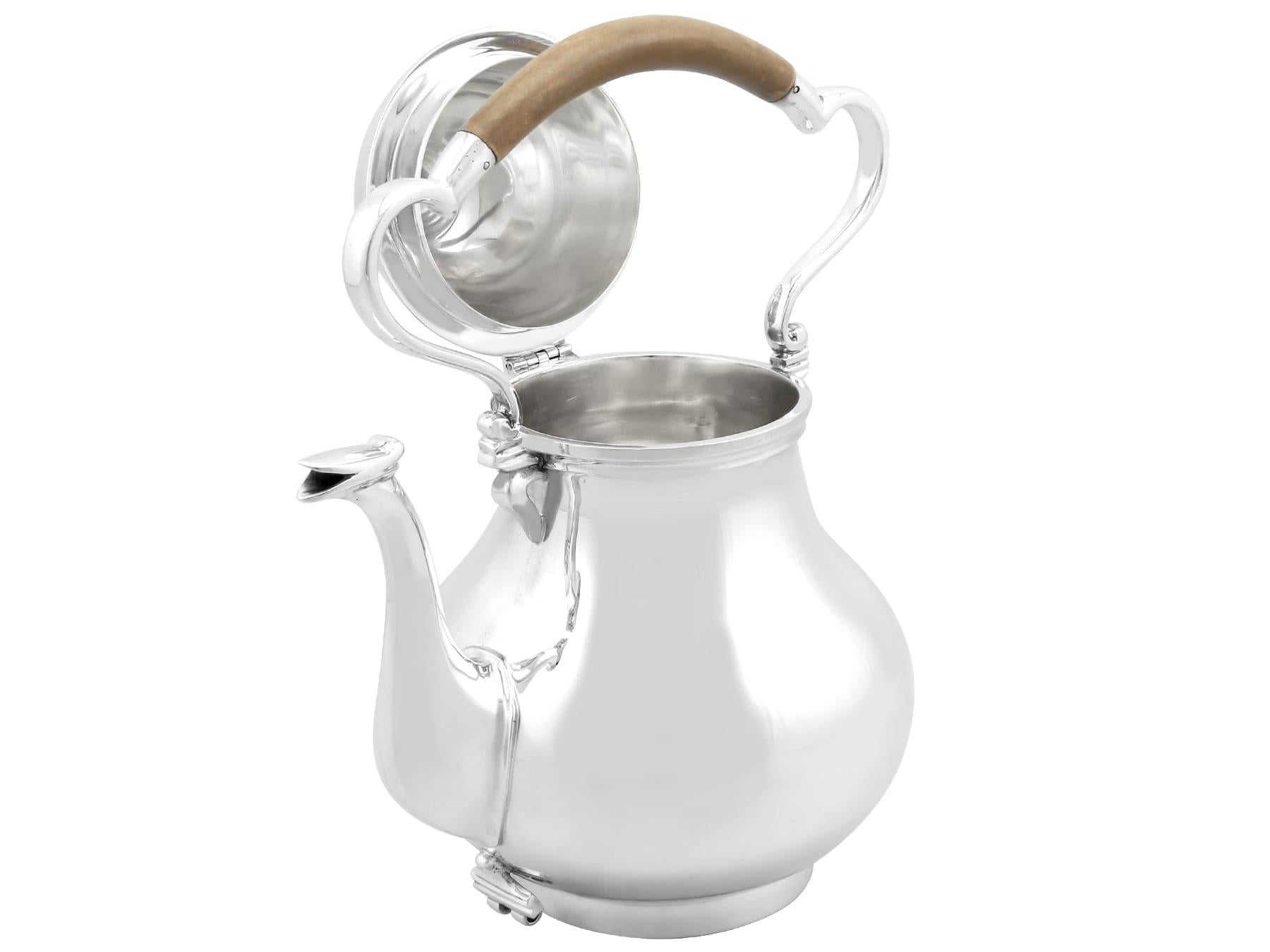 Antique English Sterling Silver Queen Anne Style Spirit Kettle For Sale 2