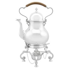 Antique English Sterling Silver Queen Anne Style Spirit Kettle