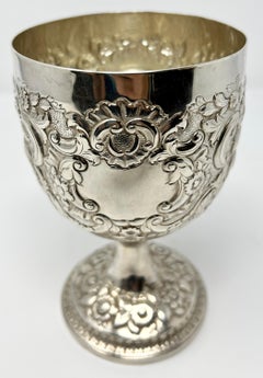 Antique English Sterling Silver Repoussé Goblet