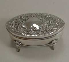 Antique English Sterling Silver Ring Box, 1905