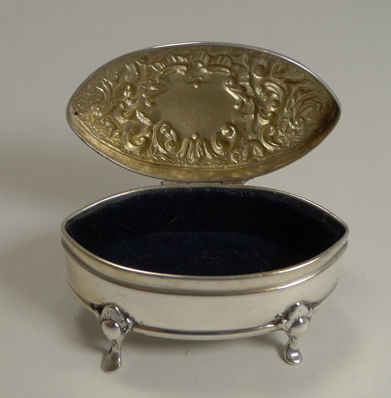 Antique English Sterling Silver Ring Box, 1905 at 1stDibs
