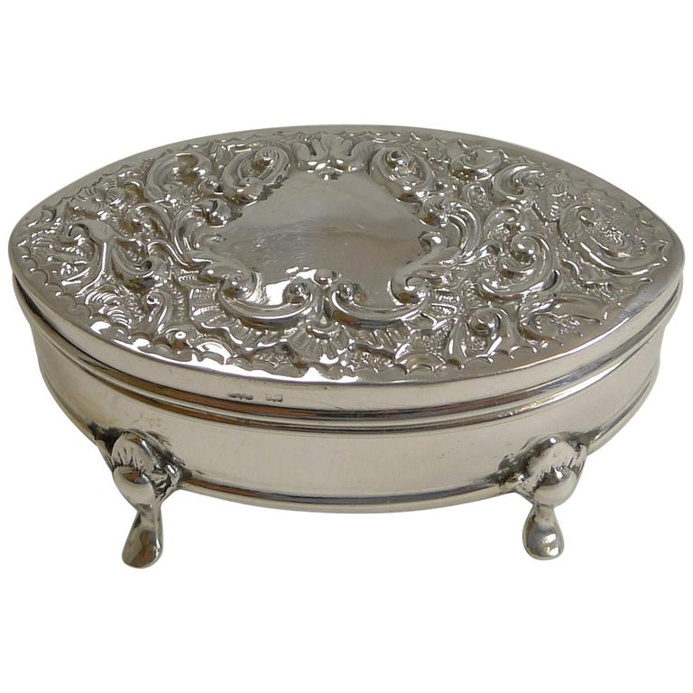 Antique English Sterling Silver Ring Box, 1905 at 1stDibs