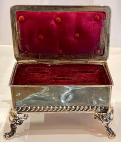 Antique English Sterling Silver Ring Jewelry Box Signed, "Walker & Hall"