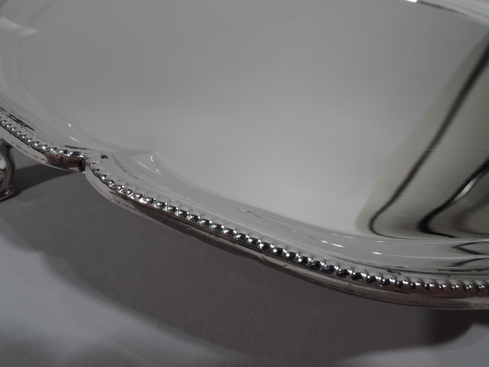 Antique English Sterling Silver Salver Tray by Crichton In Excellent Condition In New York, NY