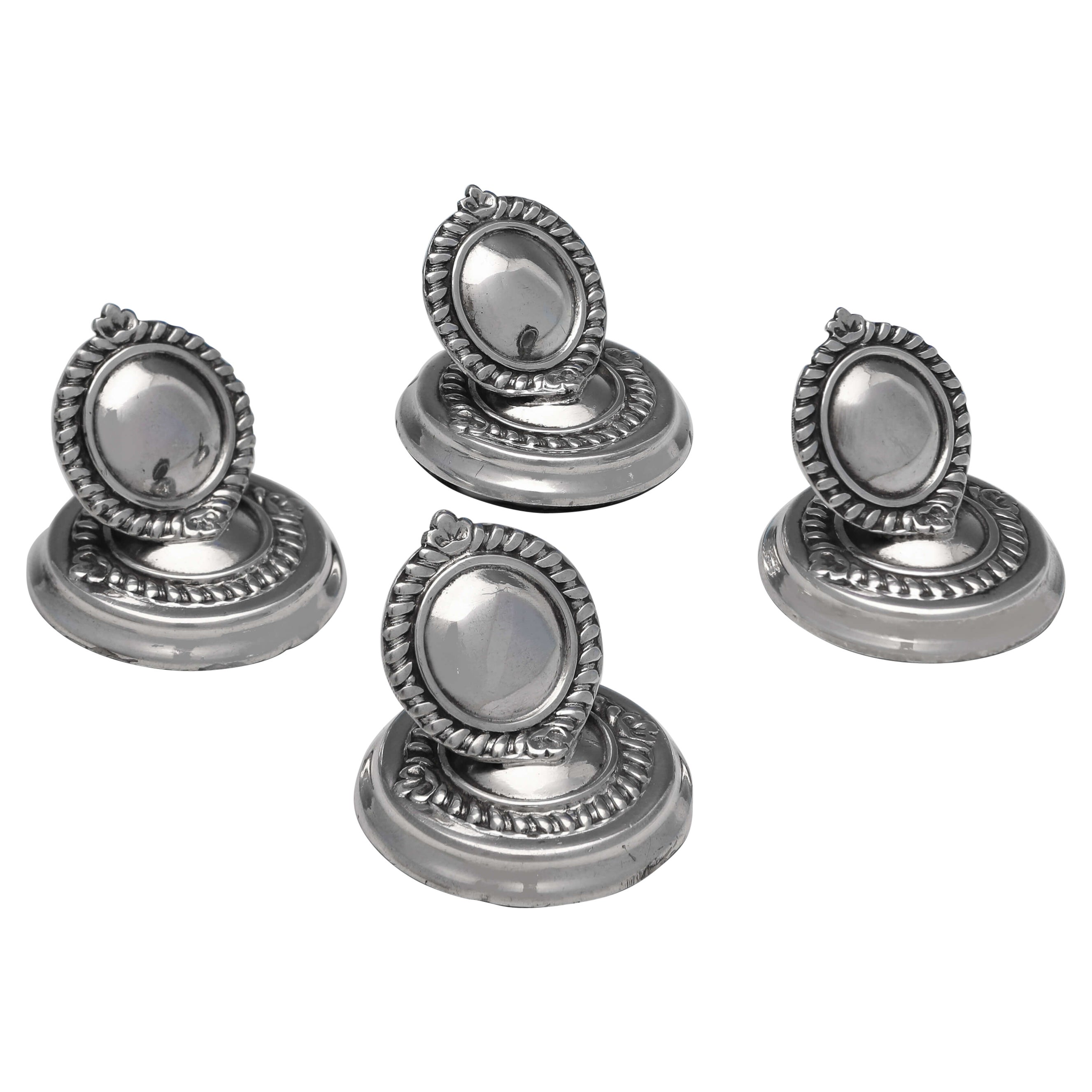 Antique English Sterling Silver Set of Four Name Card Holders, Roberts & Belk