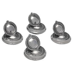 Antique English Sterling Silver Set of Four Name Card Holders, Roberts & Belk