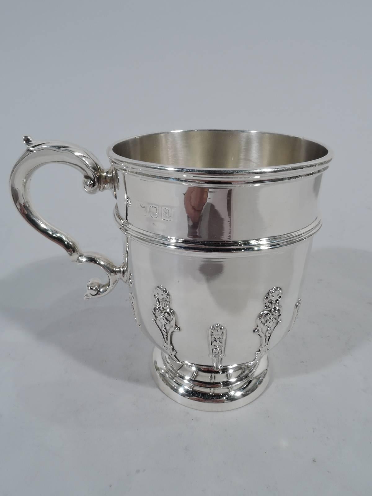 Victorian Antique English Sterling Silver Strapwork Baby Cup