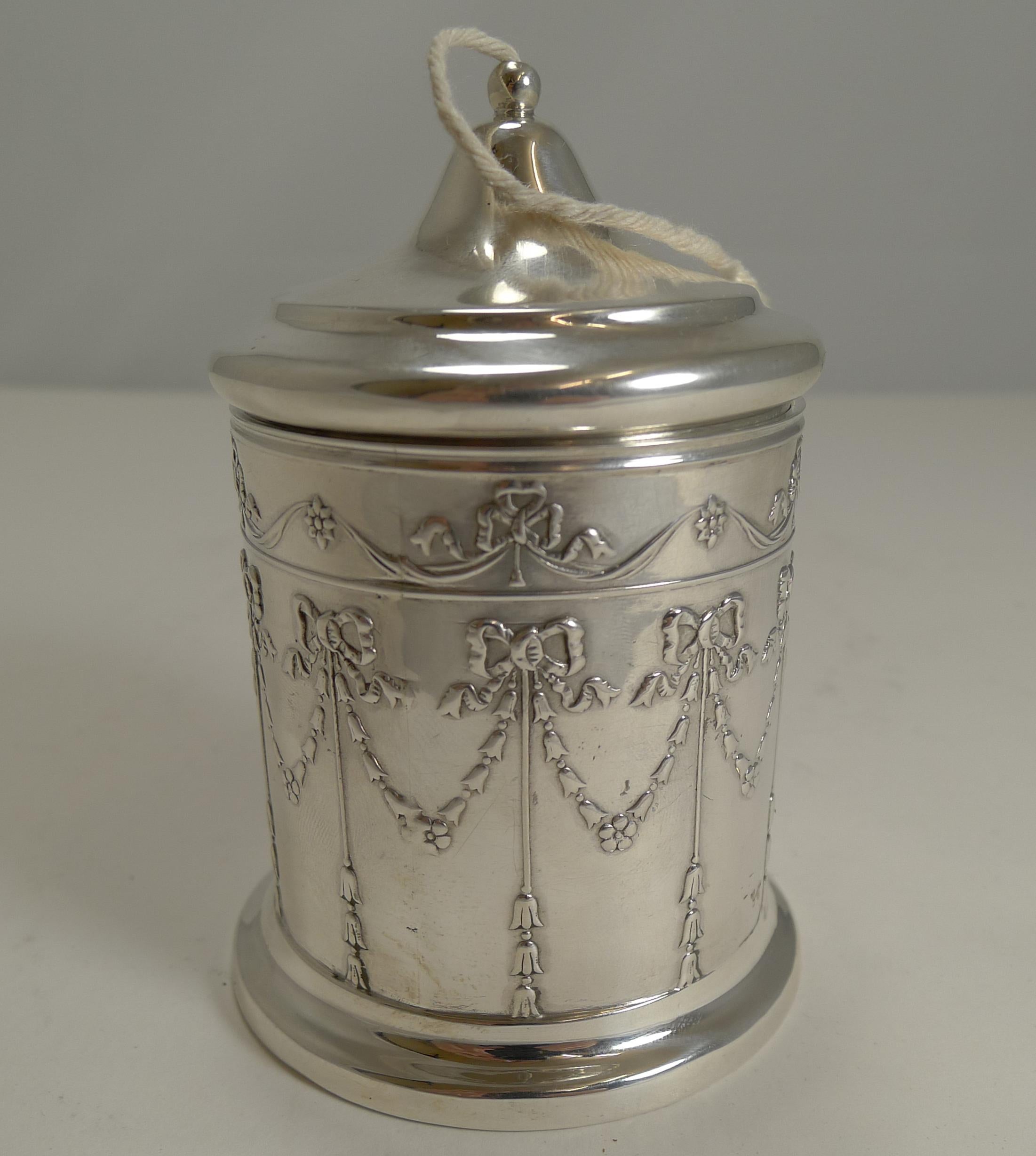 Antique English Sterling Silver String or Twine Box, 1906 2