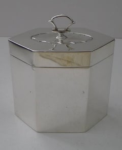 Ancienne boîte à thé en argent sterling anglaise - 1911