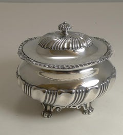 Antique English Sterling Silver Tea Caddy, London, 1909