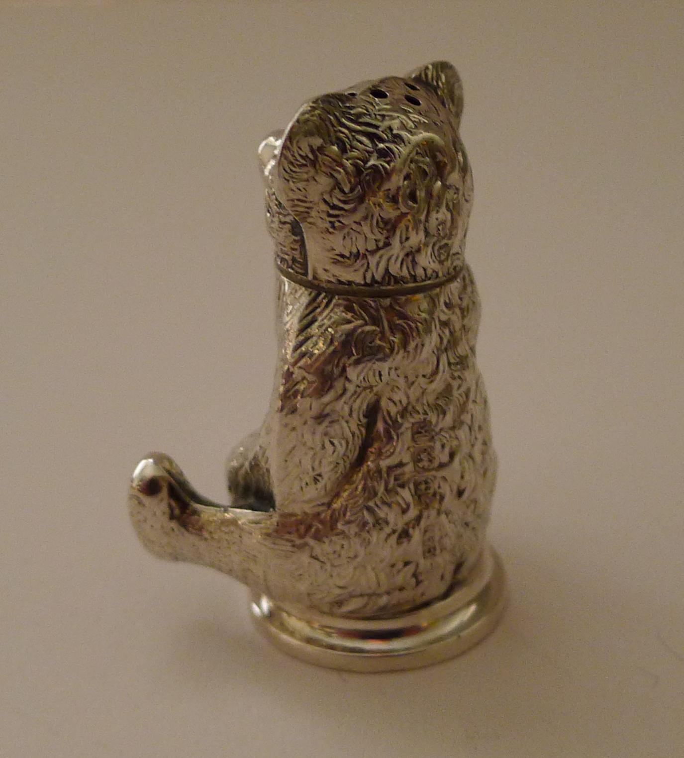 Antiker englischer Teddybär-Pfeffertopf aus Sterlingsilber aus Sterlingsilber - 1905 (Edwardian) im Angebot