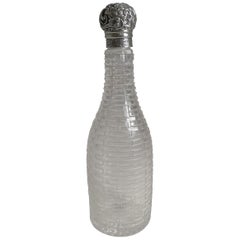 Botella inglesa antigua de champán / licor en miniatura con tapa de plata de ley, 1898