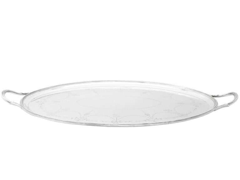 Antique English Sterling Silver TwoHandled Tea Tray, 1925 For Sale at