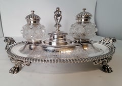 Antique English Sterling Silver Victorian Inkstand