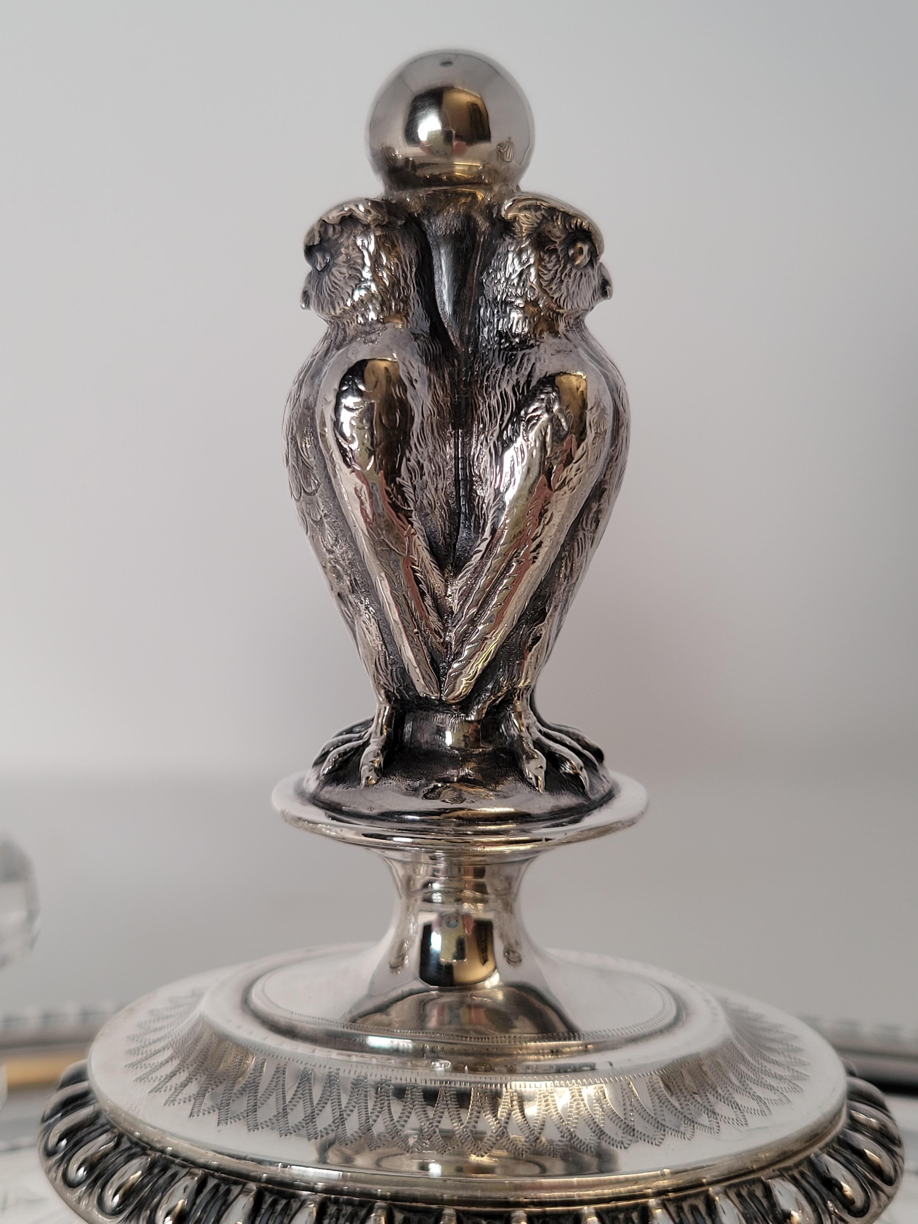Antique English Sterling Silver Victorian Inkstand In Good Condition For Sale In New Orleans, LA