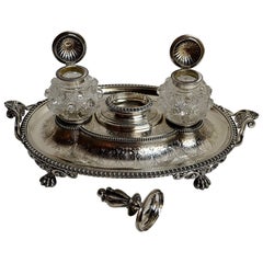 Antique English Sterling Silver Victorian Inkstand