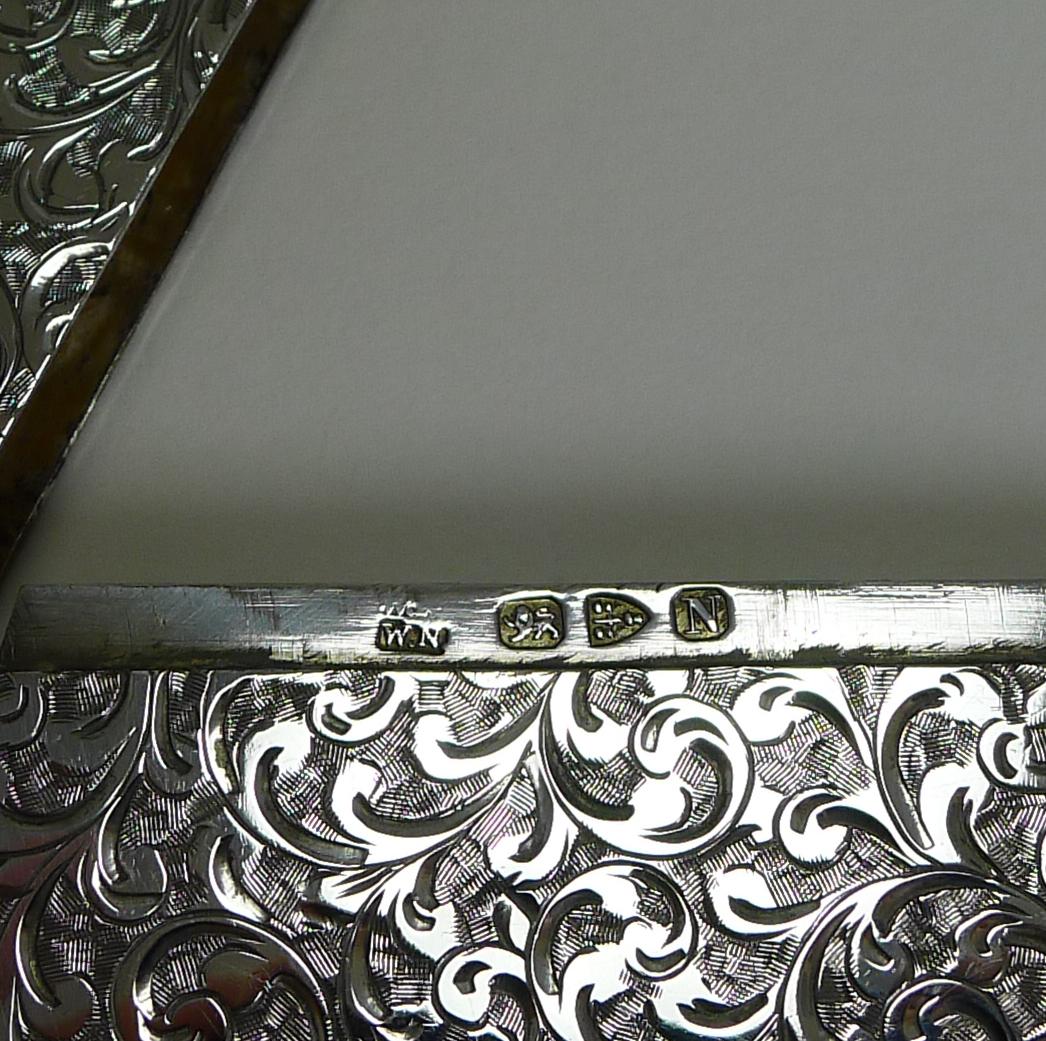 Late Victorian Antique English Sterling Silver Visiting Card Case -1896