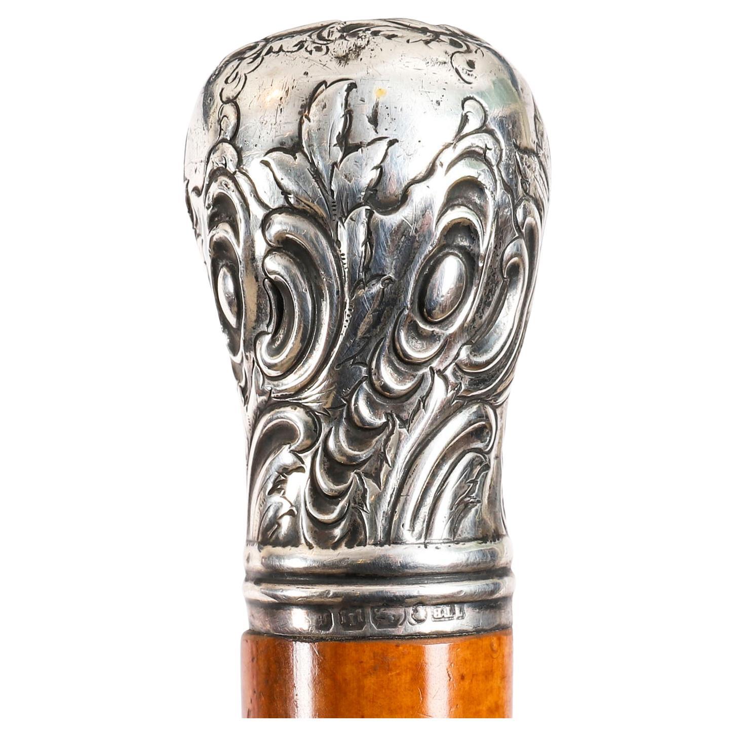Ancienne canne de marche en argent sterling A Silver Exeter 19ème siècle