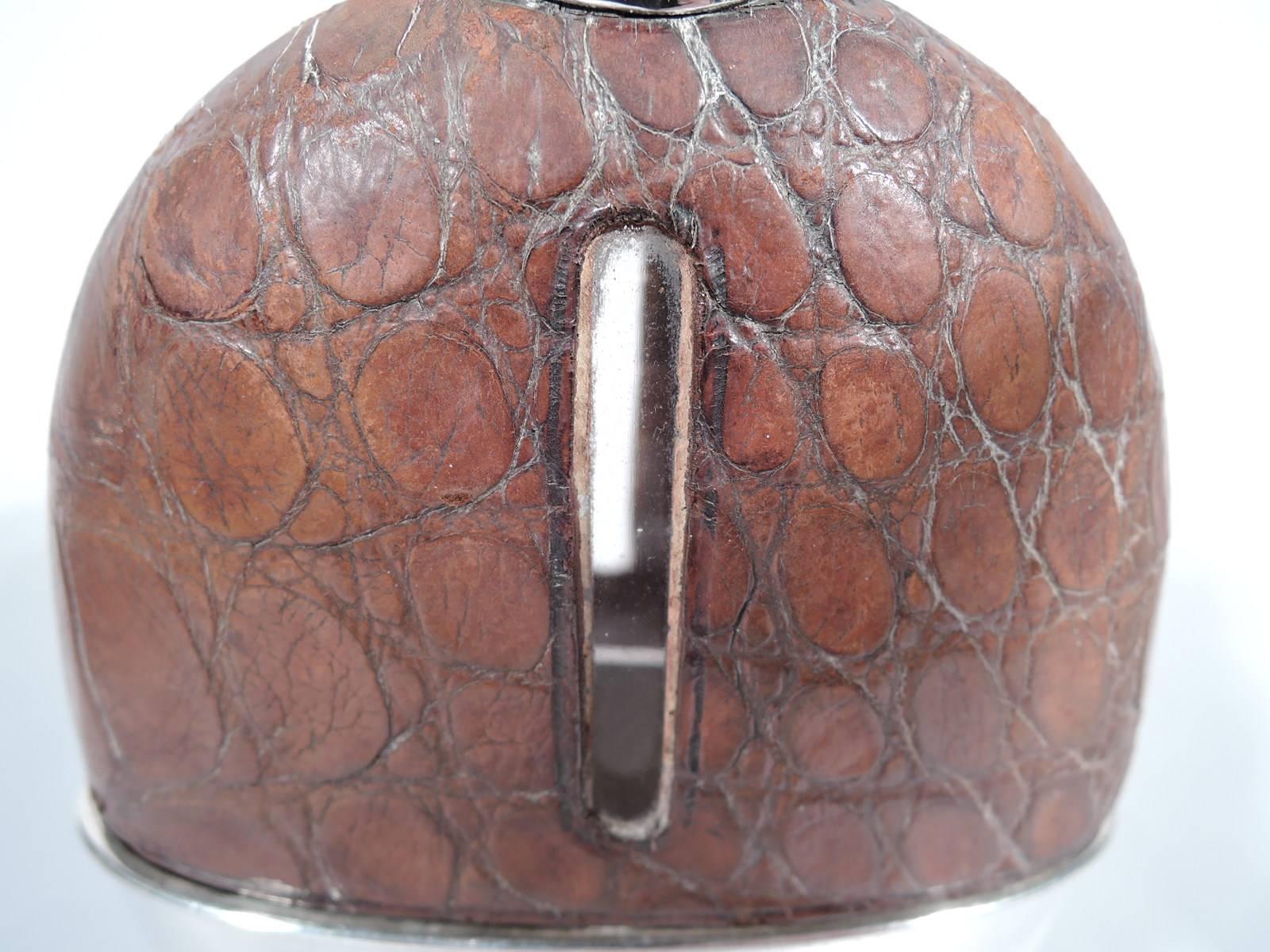Late 19th Century Antique English Sterling Silver Wide-Bodied Safari Flask for a Large Alpha Hand