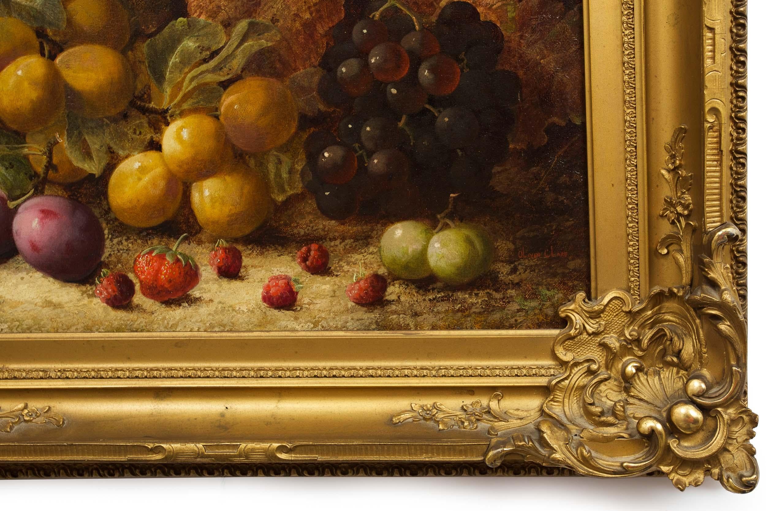 Antique English Still-Life Painting of Fruit by Oliver Clare 3