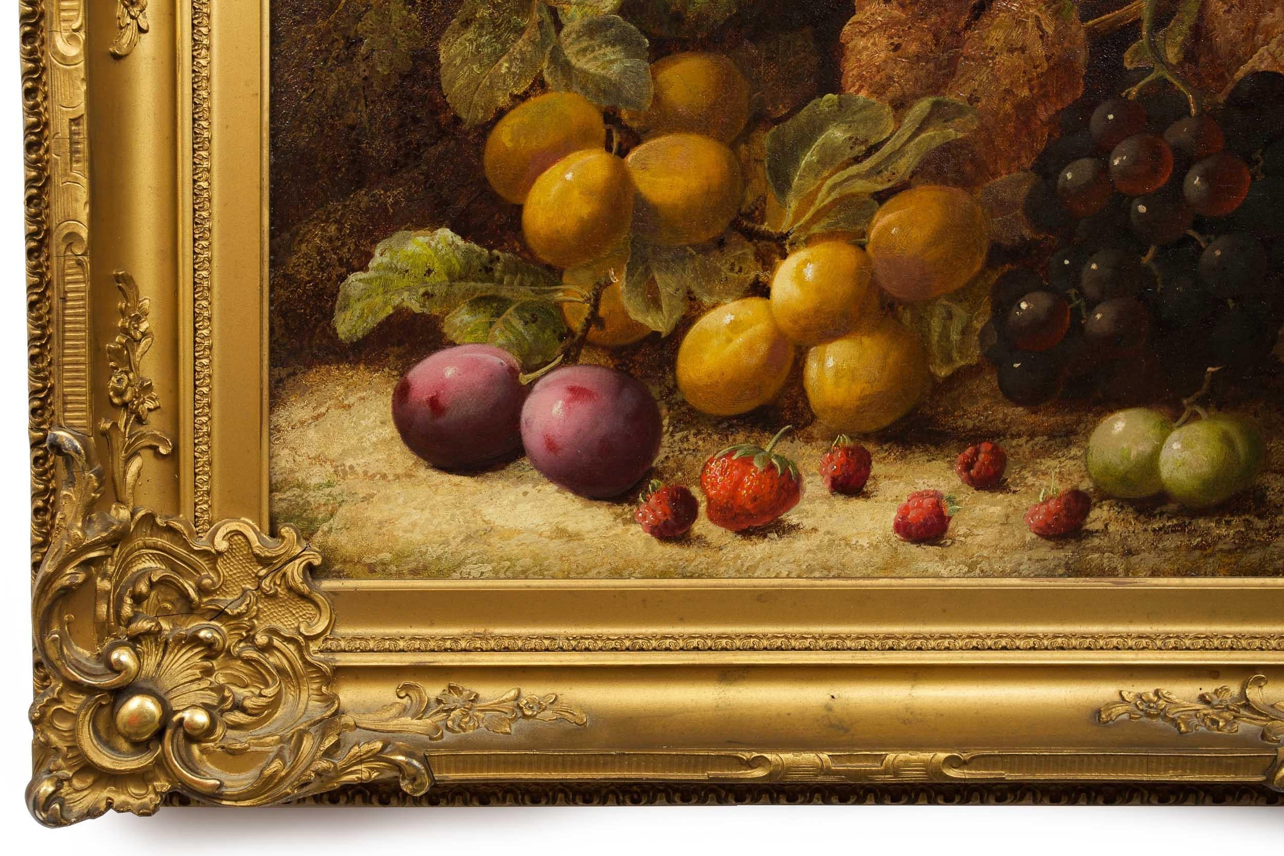 Antique English Still-Life Painting of Fruit by Oliver Clare 4