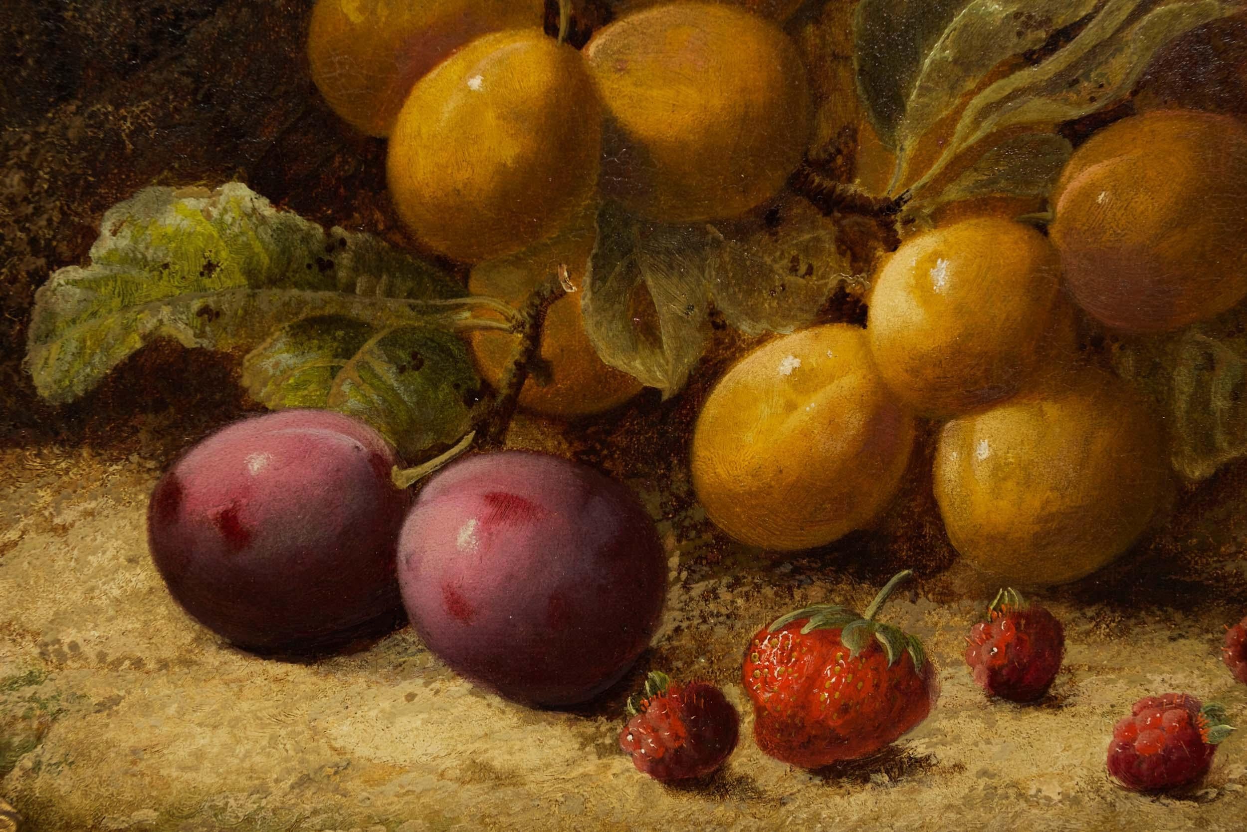 Victorian Antique English Still-Life Painting of Fruit by Oliver Clare