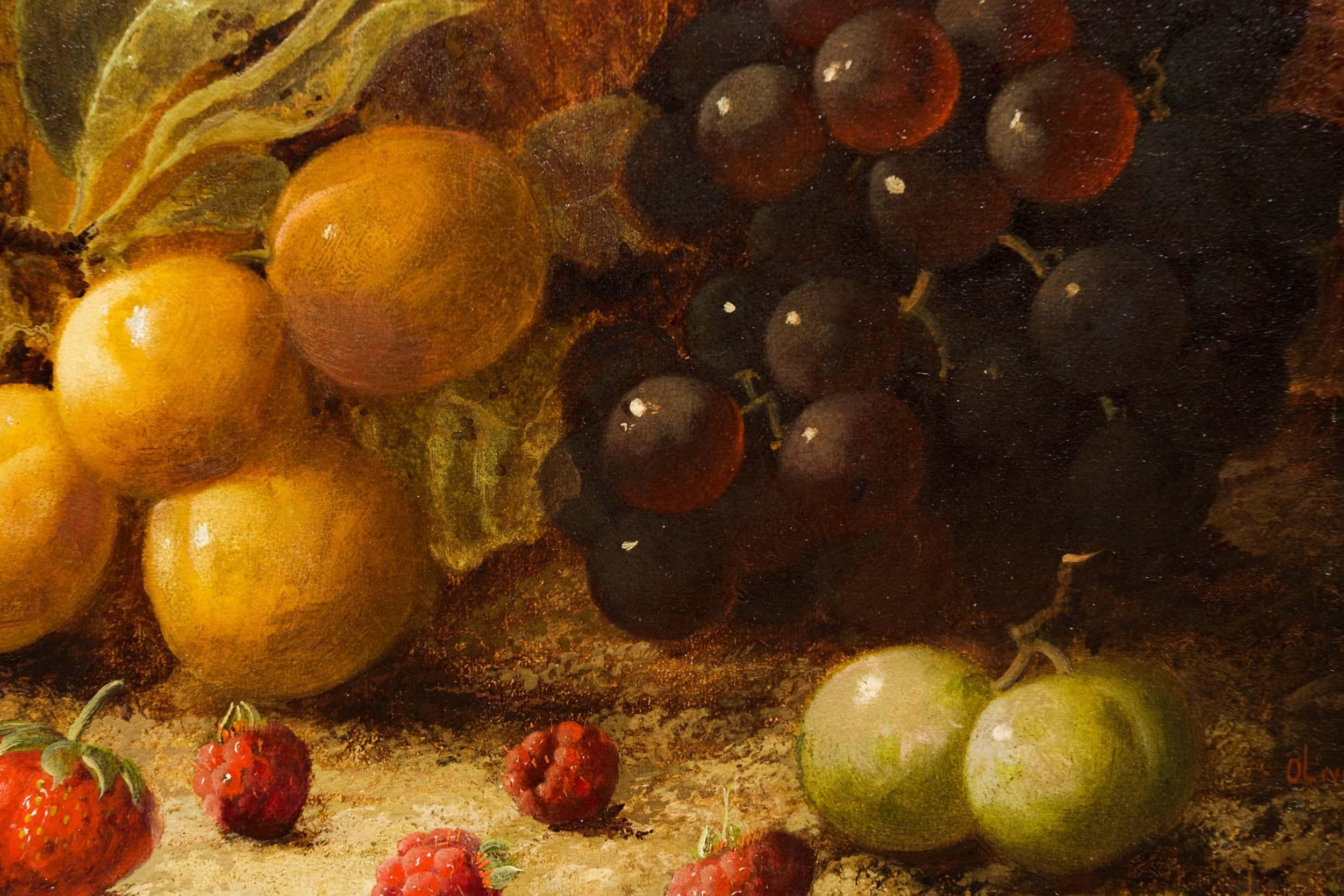 British Antique English Still-Life Painting of Fruit by Oliver Clare