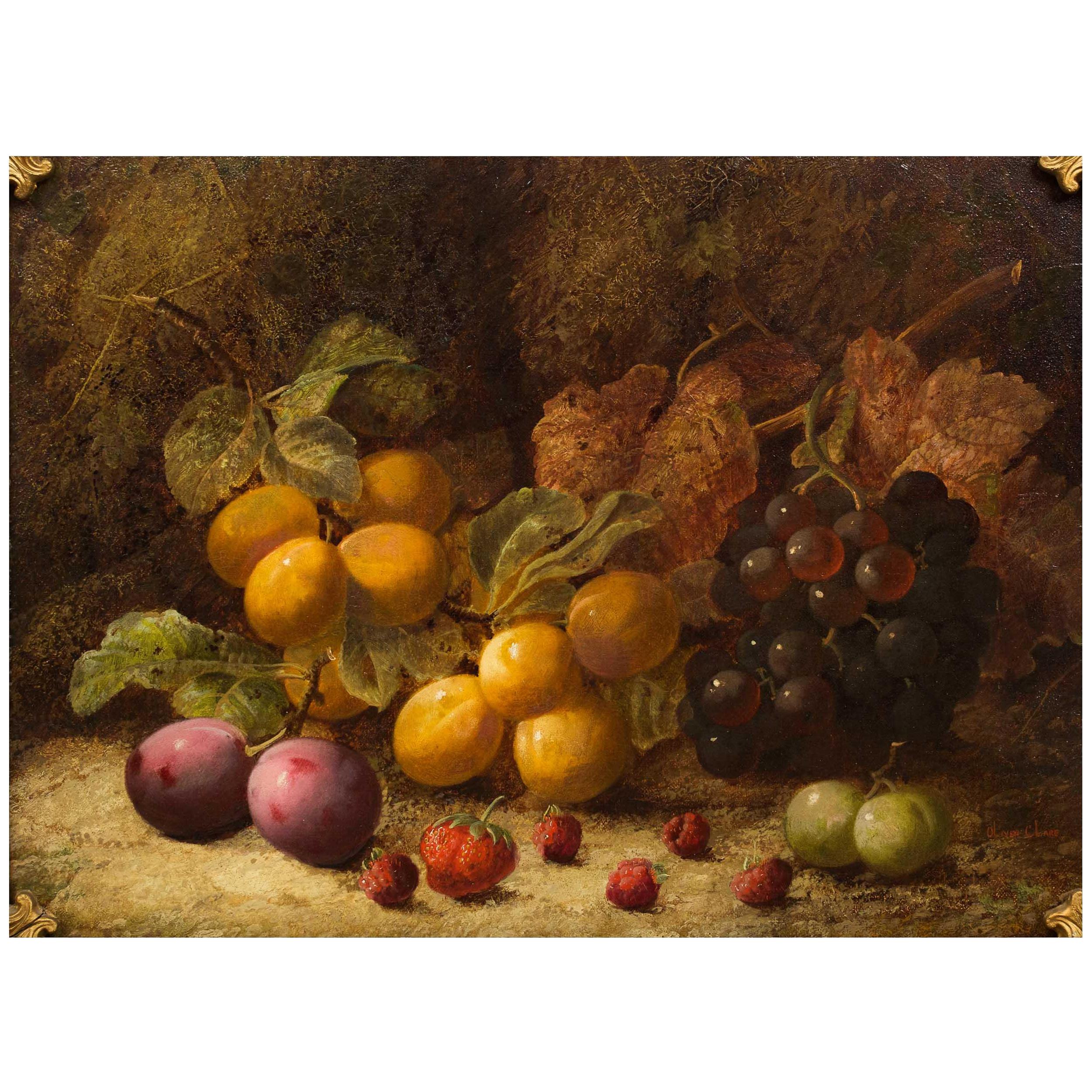Antique English Still-Life Painting of Fruit by Oliver Clare