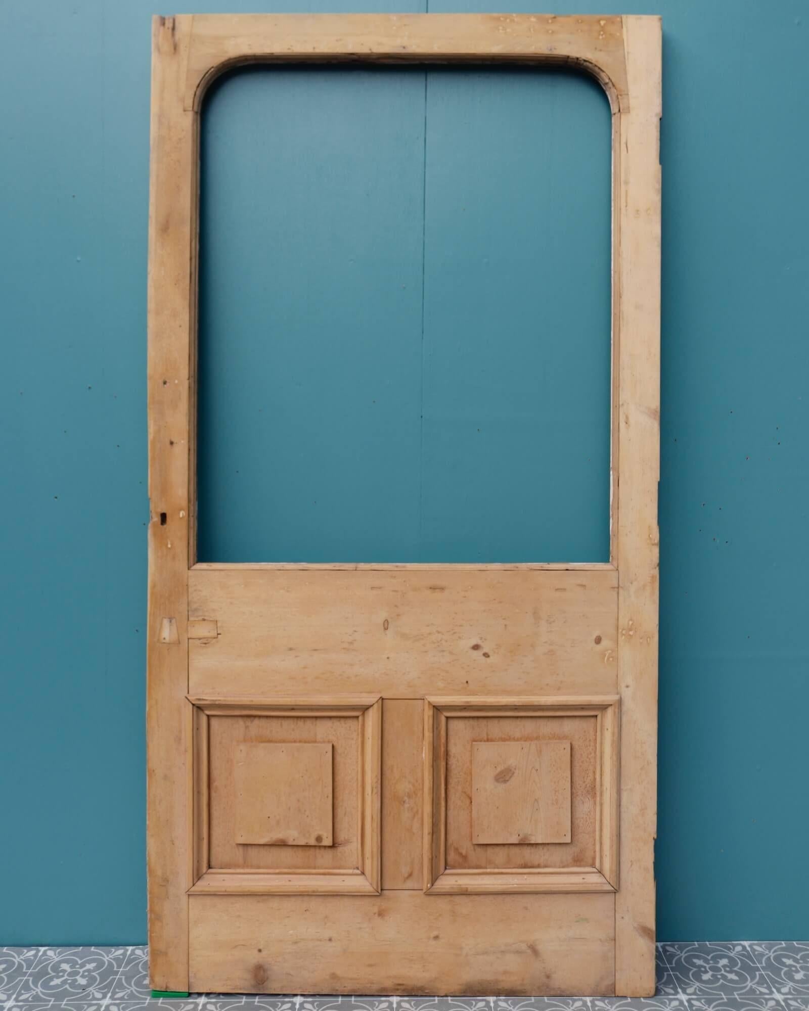 Victorian Antique English Stripped Pine Front Door for Glazing For Sale