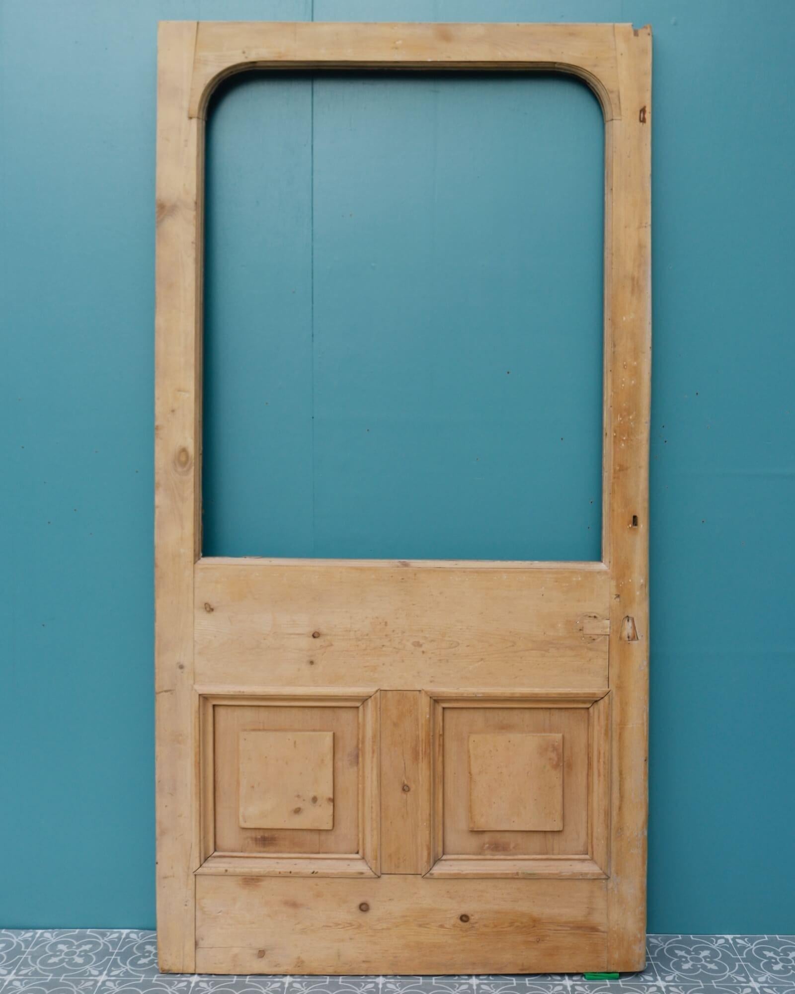 Antique English Stripped Pine Front Door for Glazing In Fair Condition For Sale In Wormelow, Herefordshire