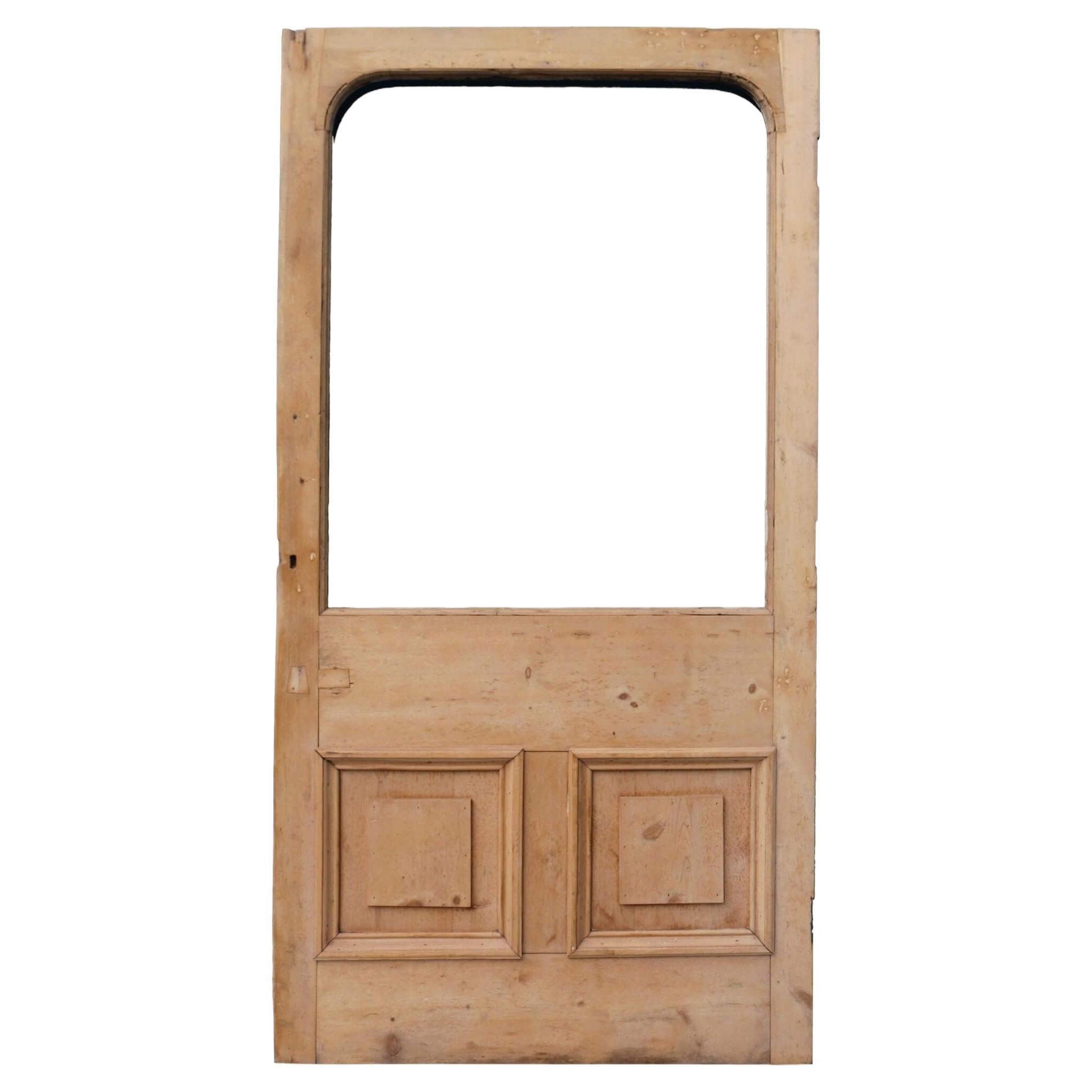 Antique English Stripped Pine Front Door for Glazing For Sale