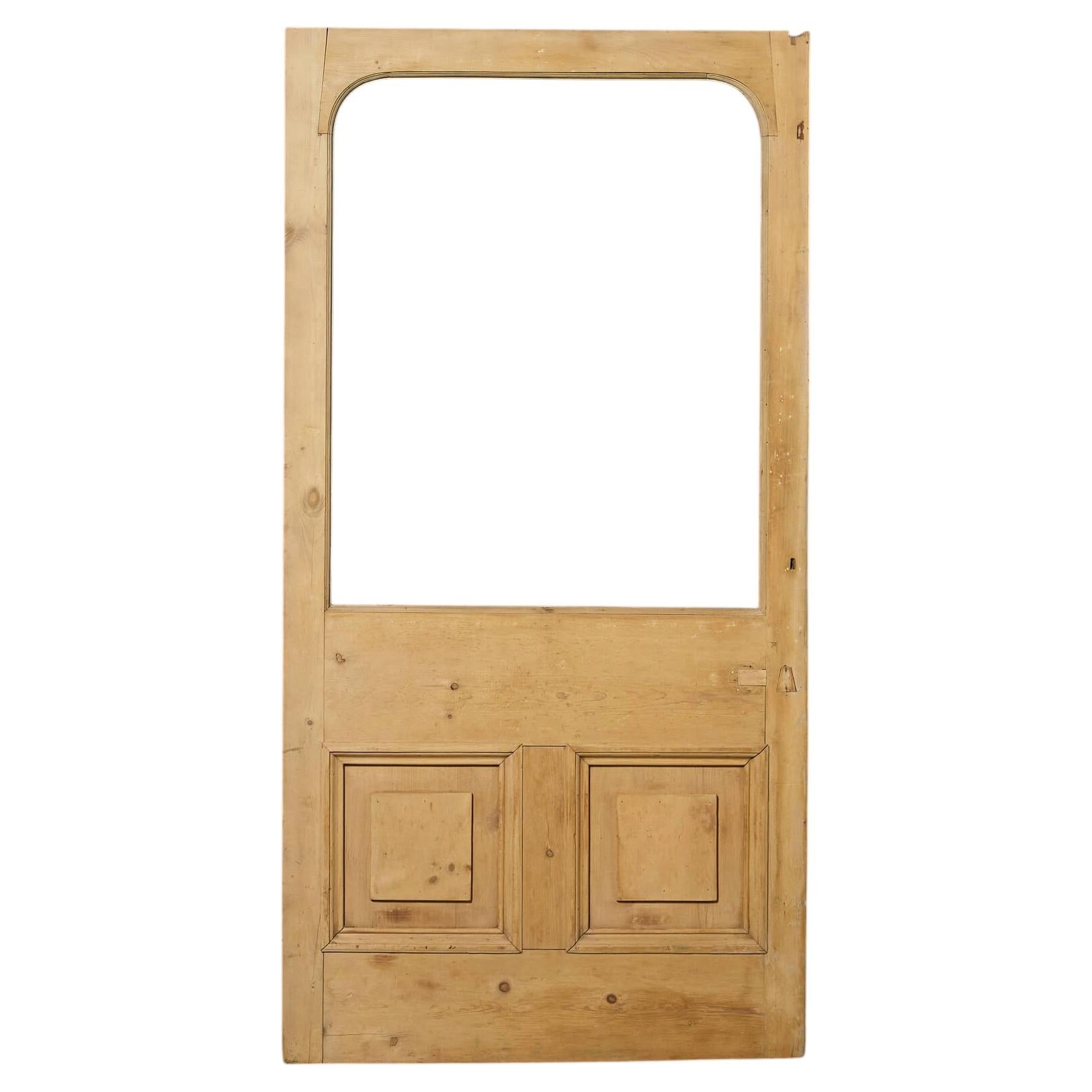 Antique English Stripped Pine Front Door for Glazing