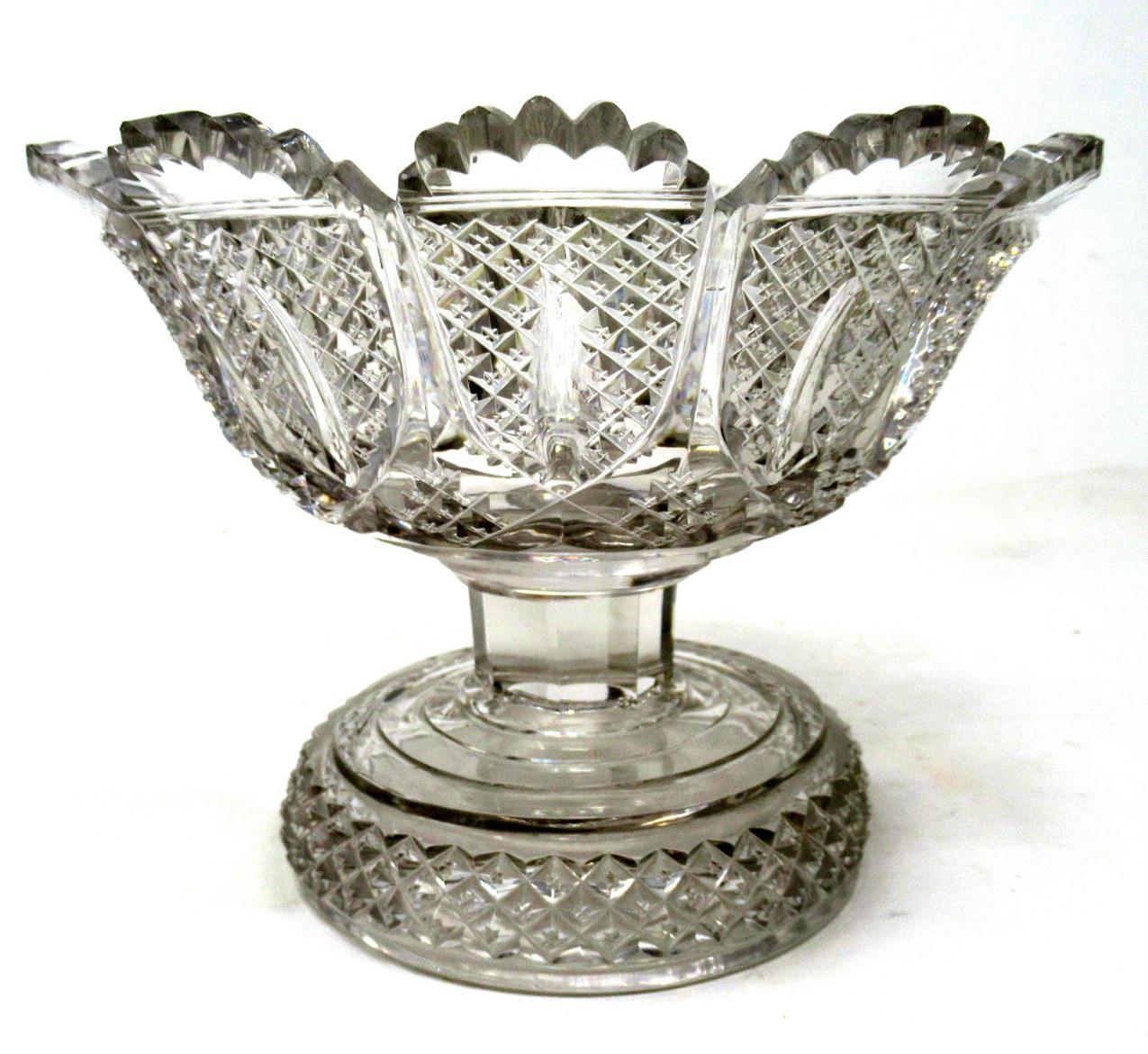 Antique English Stuart Crystal Hand Cut Glass Bowl Victorian Centerpiece Bowl 3