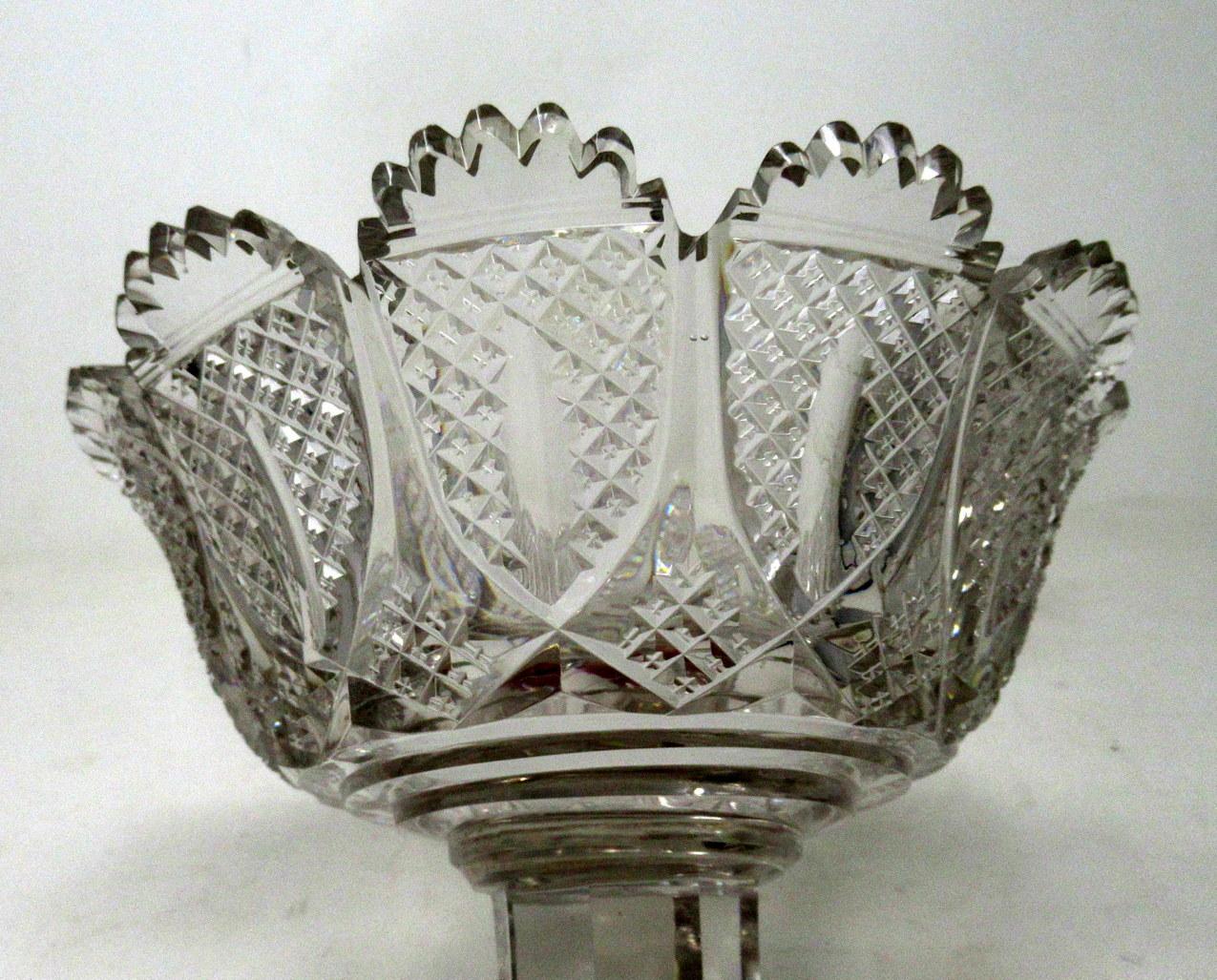 Antique English Stuart Crystal Hand Cut Glass Bowl Victorian Centerpiece Bowl 4