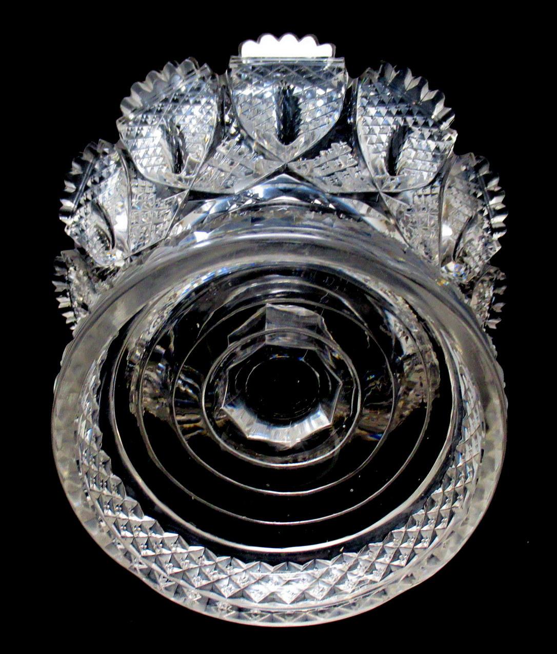 Antique English Stuart Crystal Hand Cut Glass Bowl Victorian Centerpiece Bowl 1