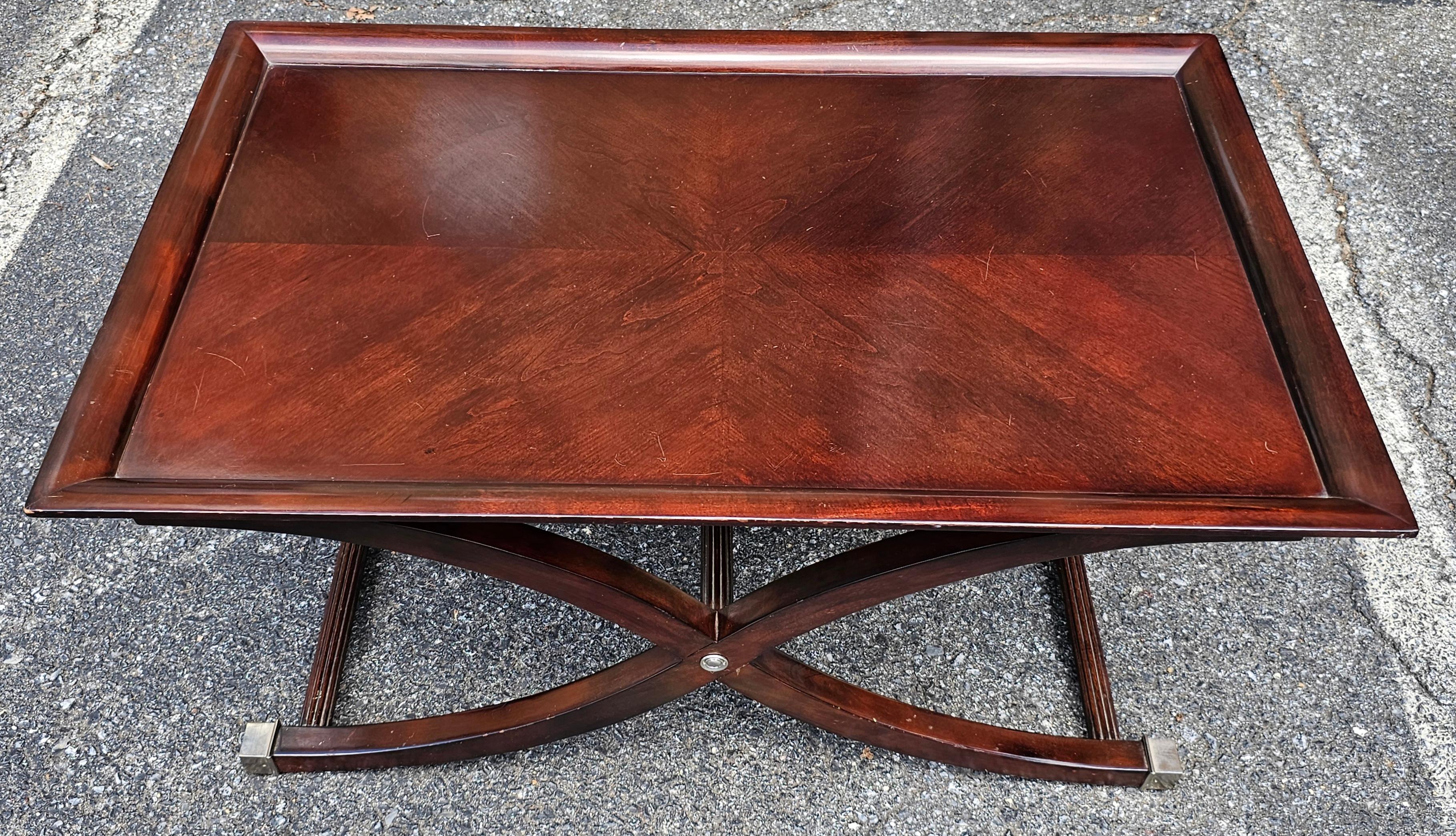 Regency Contemporary English Antique Style  Stained Fruit Tray Top Coffee Table For Sale