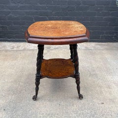 Antique English Style Two-Tier Oak Table