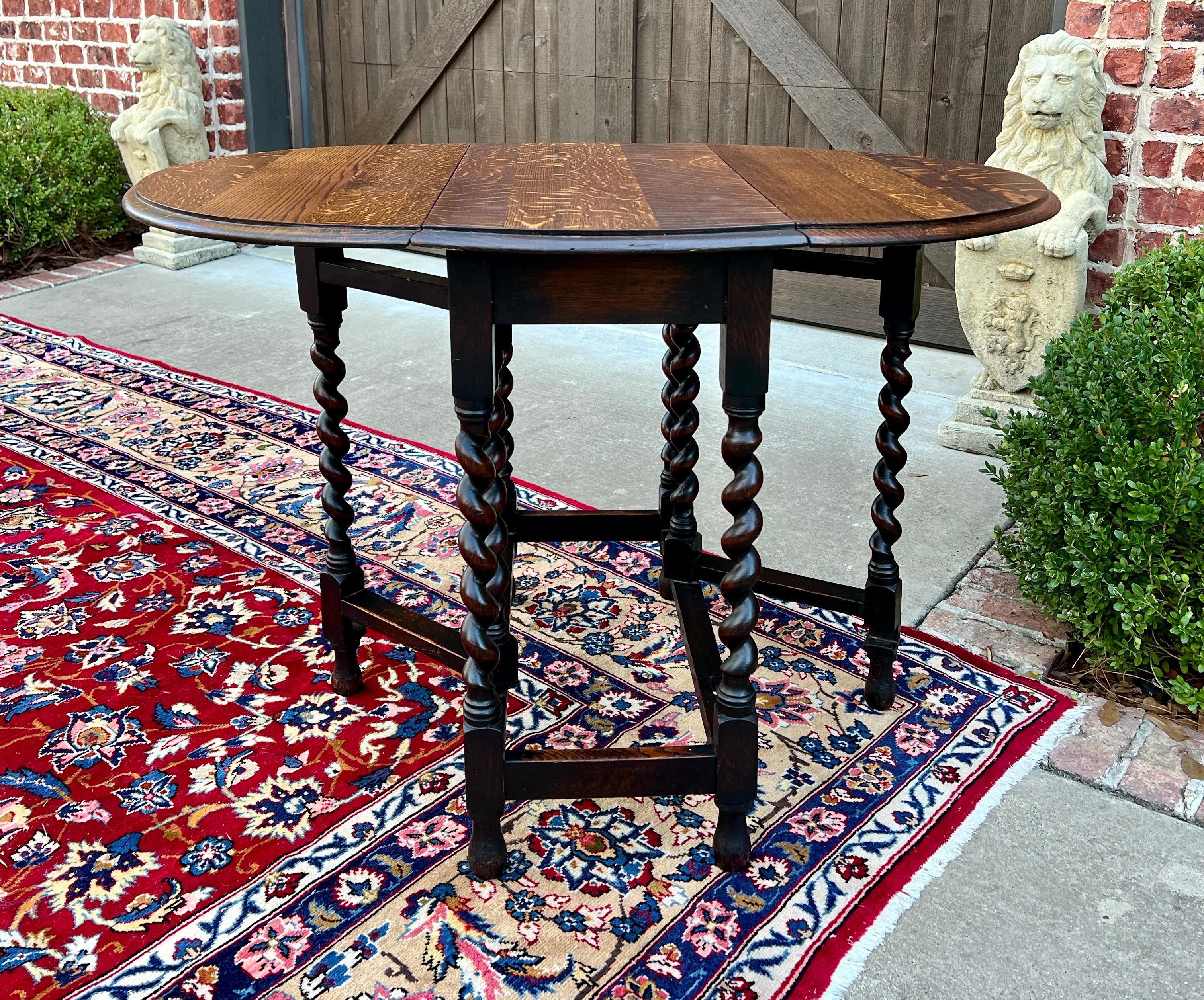 Ancienne table anglaise Drop Leaf Gateleg Barley Twist Oak Oval c. 1920-30s en vente 2