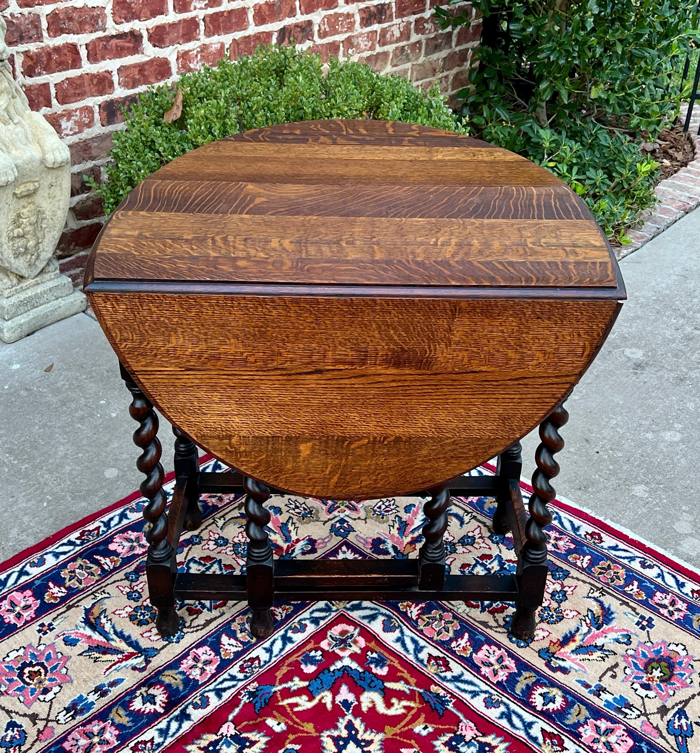 Ancienne table anglaise Drop Leaf Gateleg Barley Twist Oak Oval c. 1920-30s en vente 4
