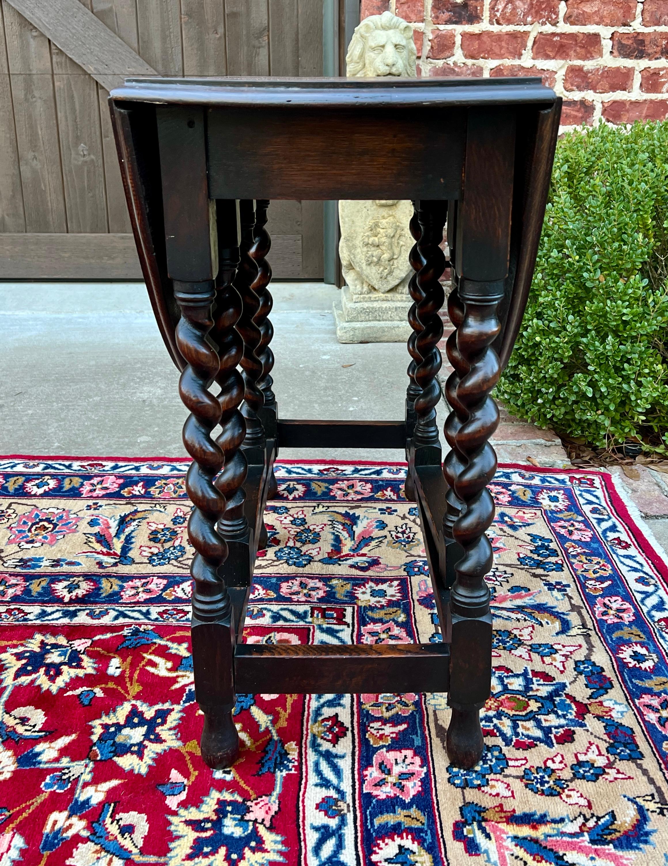 Ancienne table anglaise Drop Leaf Gateleg Barley Twist Oak Oval c. 1920-30s en vente 5