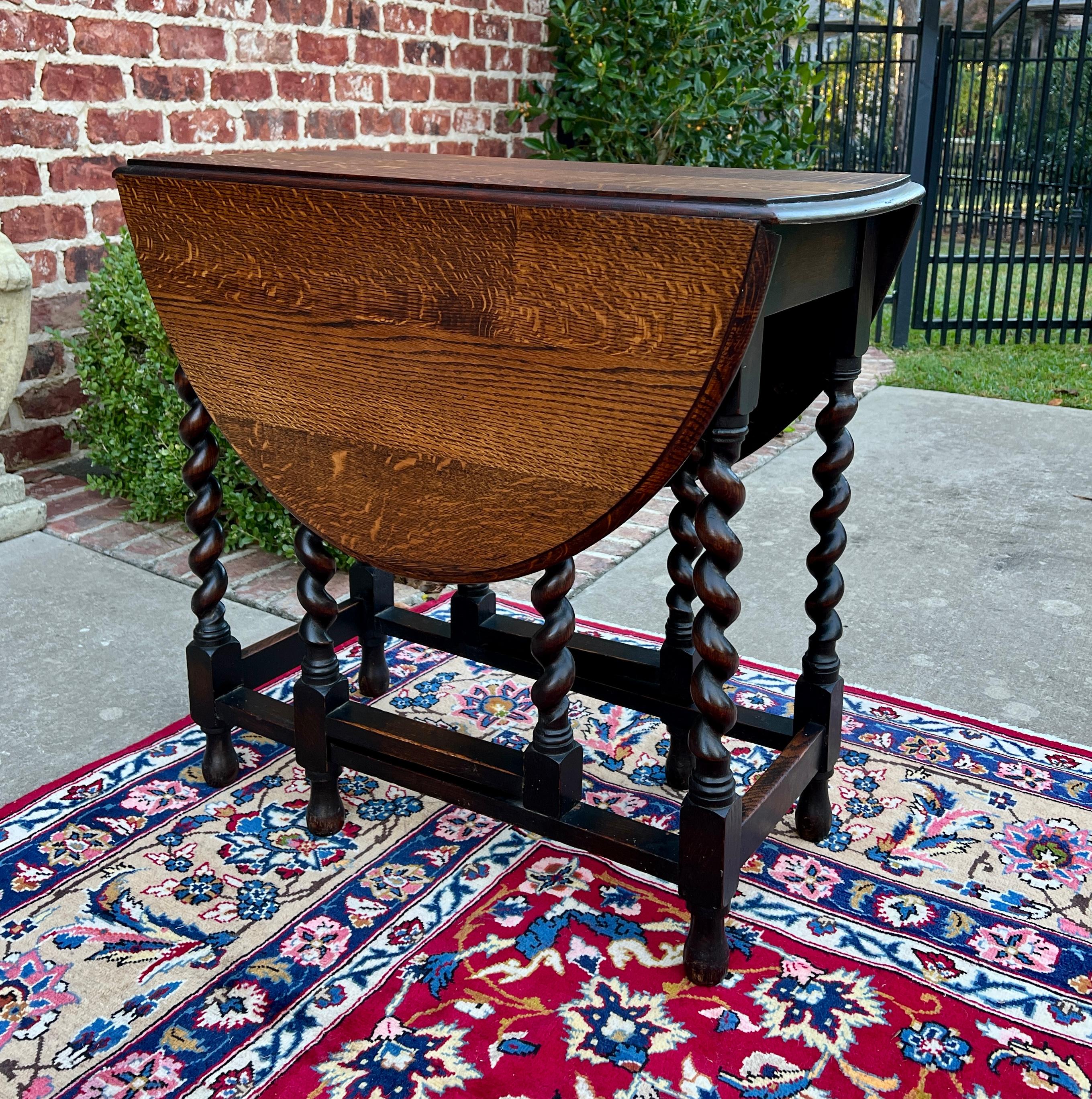 Ancienne table anglaise Drop Leaf Gateleg Barley Twist Oak Oval c. 1920-30s en vente 6