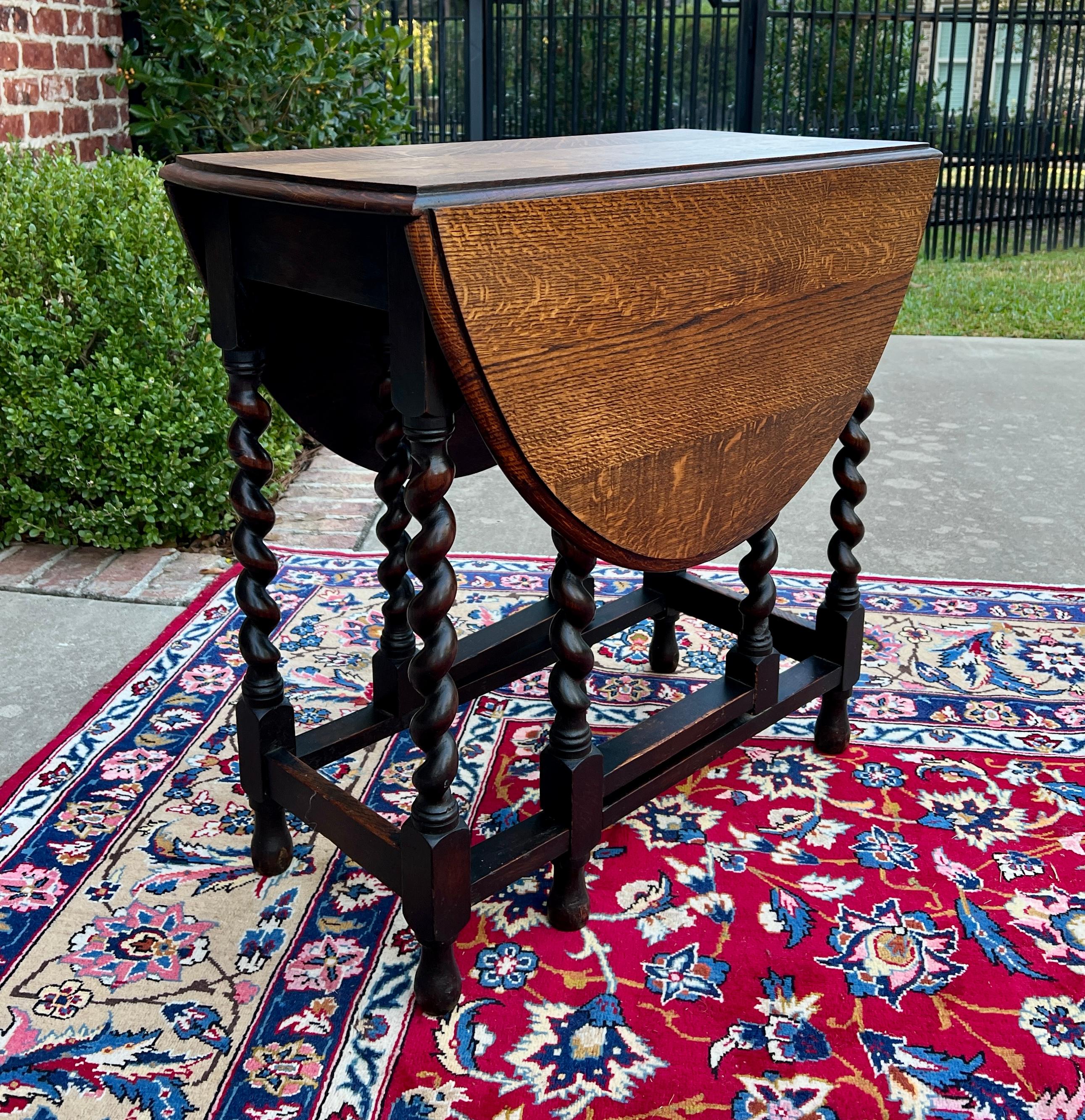 Ancienne table anglaise Drop Leaf Gateleg Barley Twist Oak Oval c. 1920-30s en vente 7