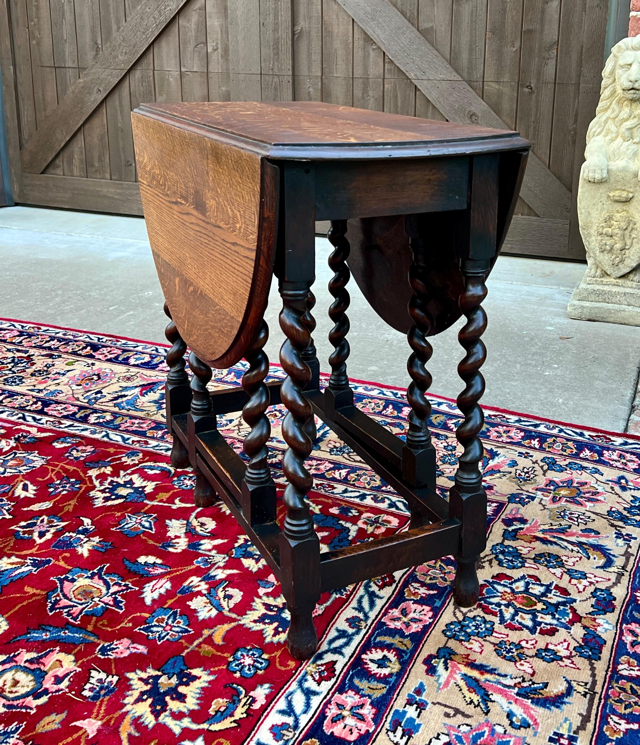 Ancienne table anglaise Drop Leaf Gateleg Barley Twist Oak Oval c. 1920-30s en vente 8
