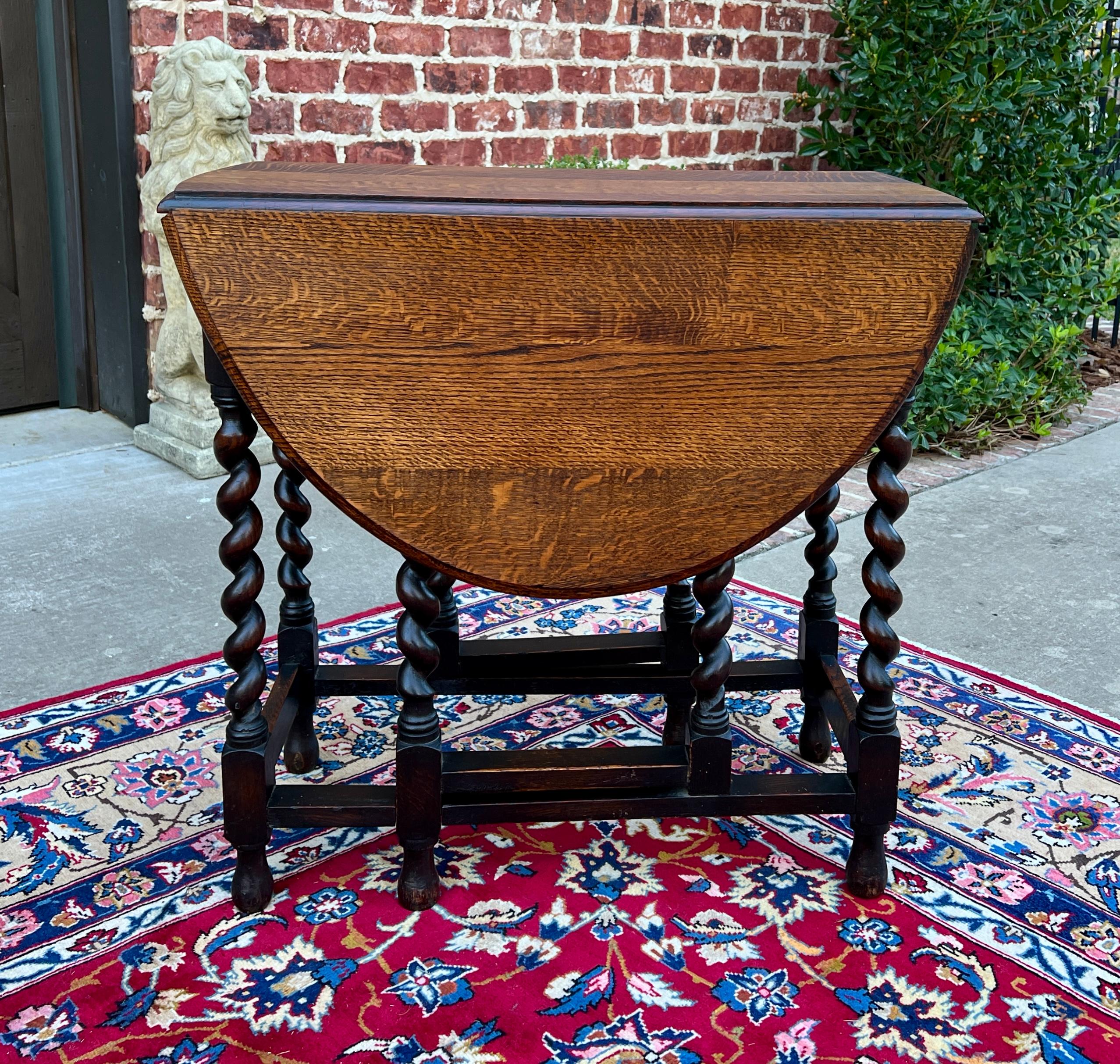 Ancienne table anglaise Drop Leaf Gateleg Barley Twist Oak Oval c. 1920-30s en vente 10