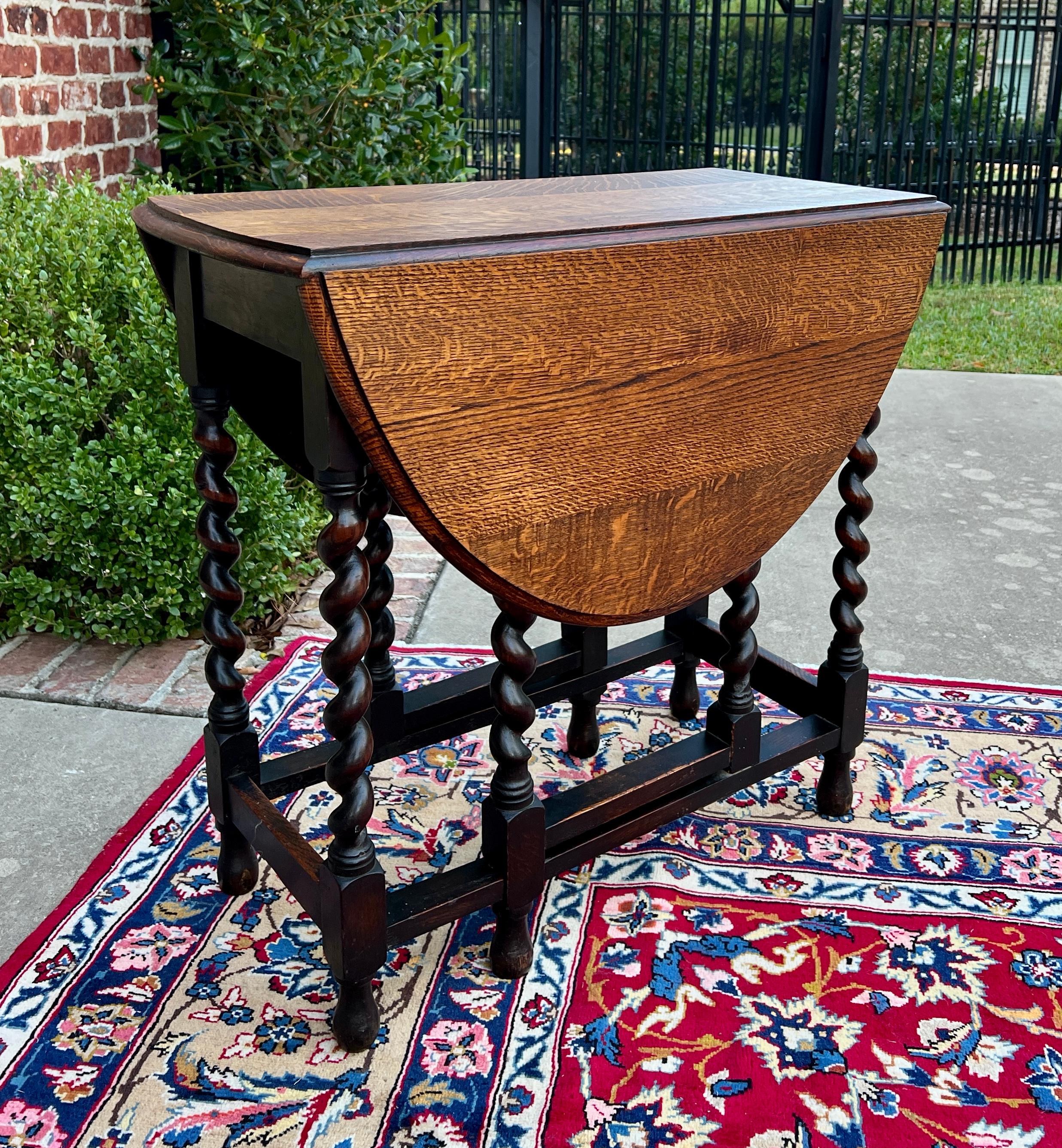 Jacobéen Ancienne table anglaise Drop Leaf Gateleg Barley Twist Oak Oval c. 1920-30s en vente