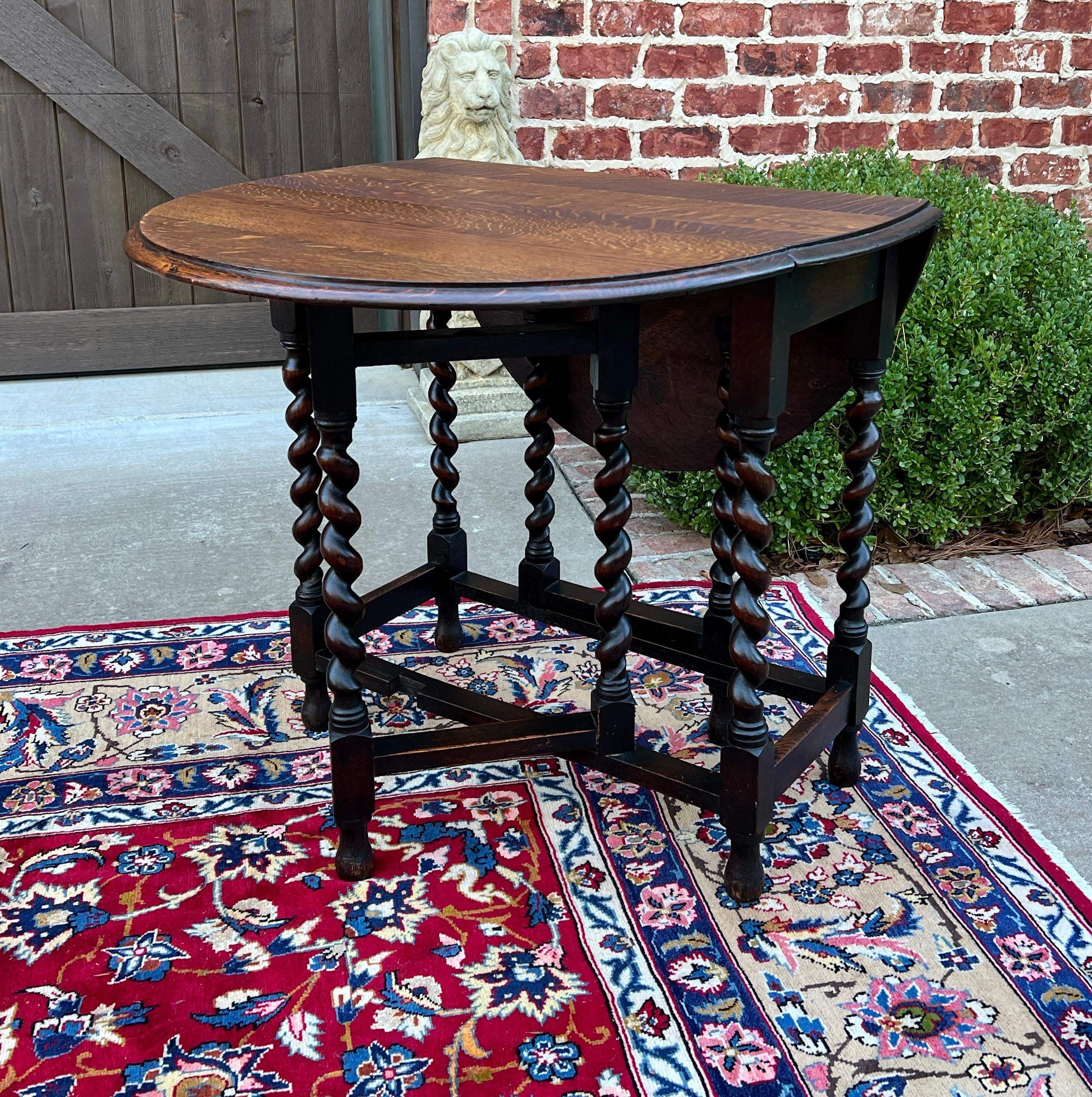 Milieu du XXe siècle Ancienne table anglaise Drop Leaf Gateleg Barley Twist Oak Oval c. 1920-30s en vente