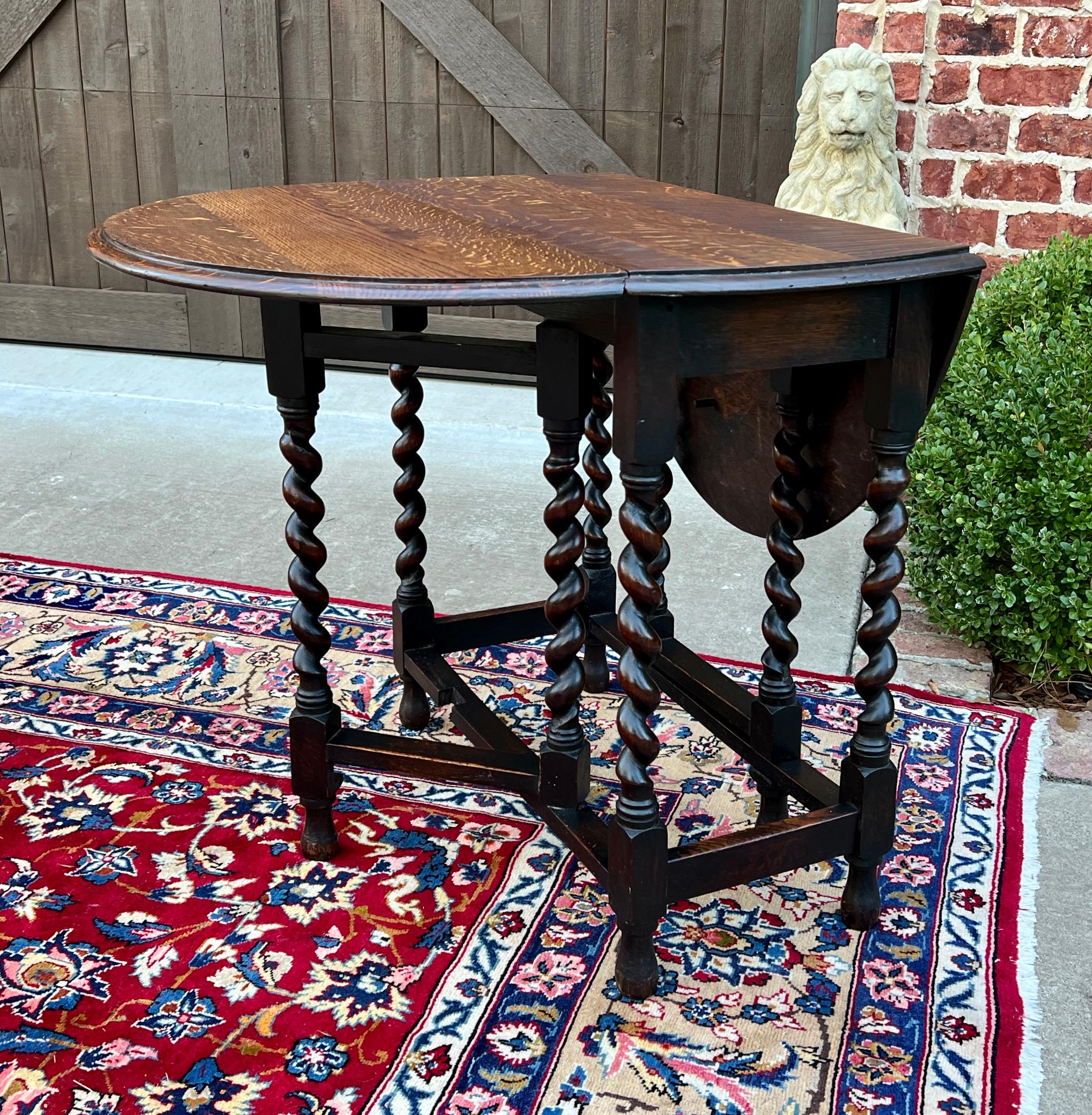 Chêne Ancienne table anglaise Drop Leaf Gateleg Barley Twist Oak Oval c. 1920-30s en vente
