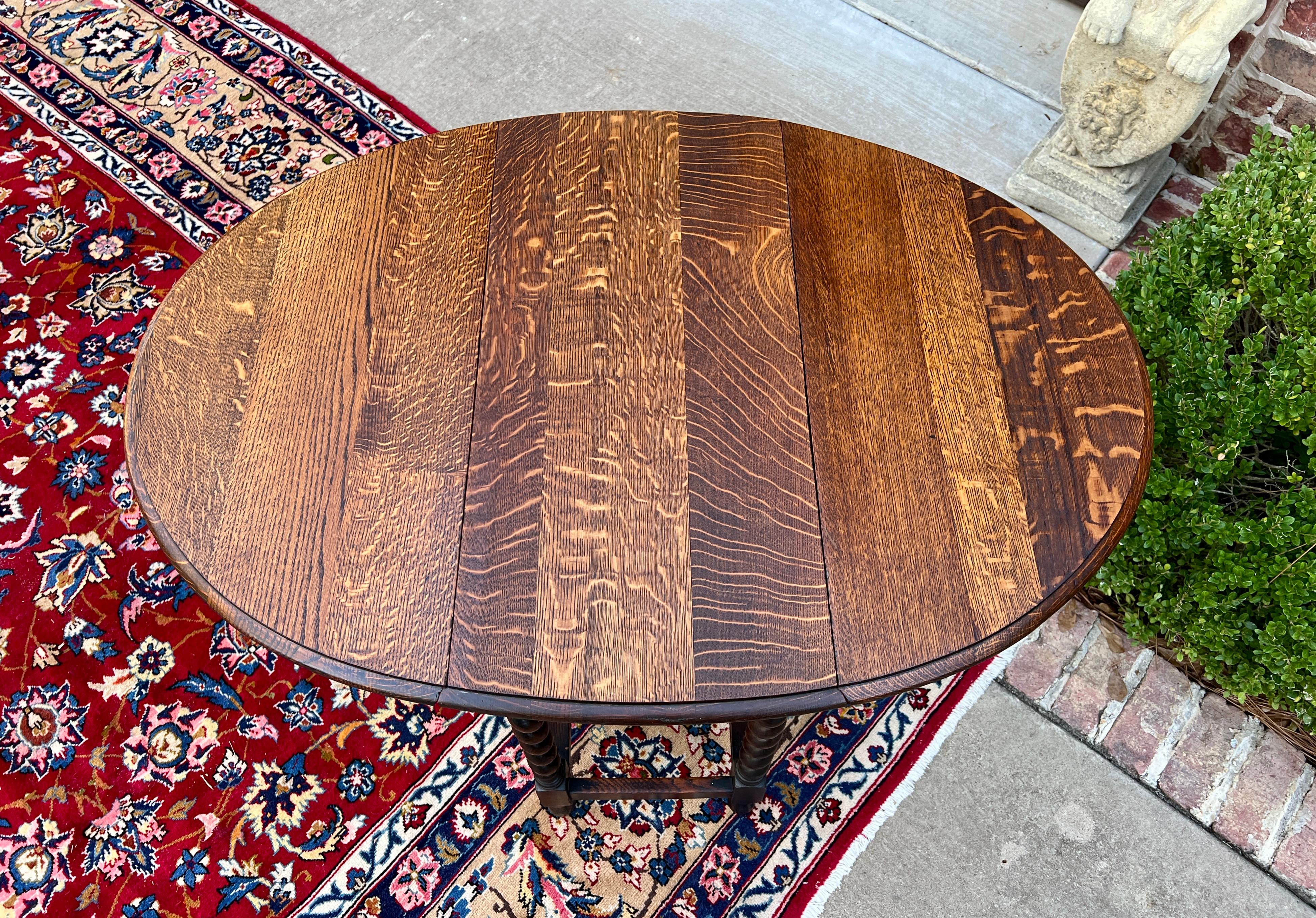 Ancienne table anglaise Drop Leaf Gateleg Barley Twist Oak Oval c. 1920-30s en vente 1