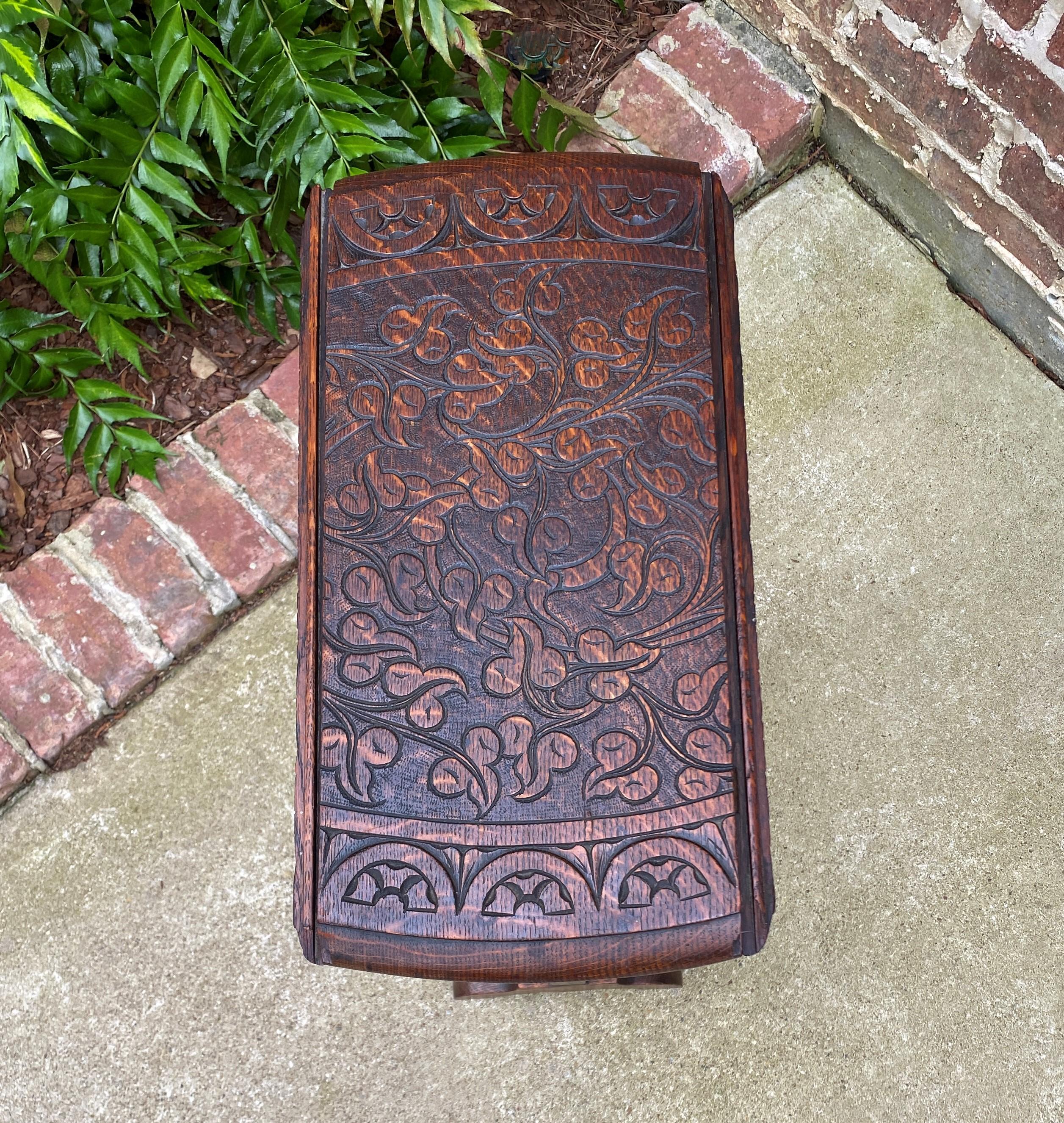 Antique English Table Drop Leaf Gateleg Oval Carved Top Trestle Base 1